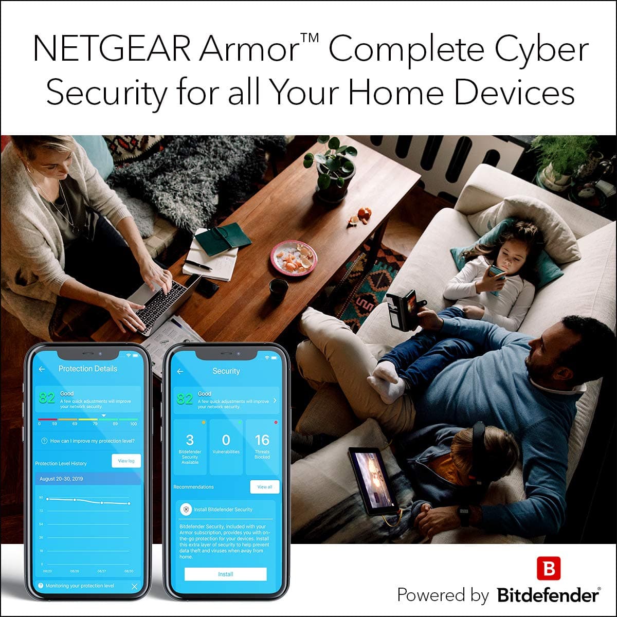 NETGEAR Orbi Whole Home Tri-Band WiFi 6 Mesh Network System (RBK852) – Router with 1 Satellite Extender -Security Features - Coverage Up to 5,000 sq. ft., 100 Devices - AX6000 (Up to 6Gbps), view 9
