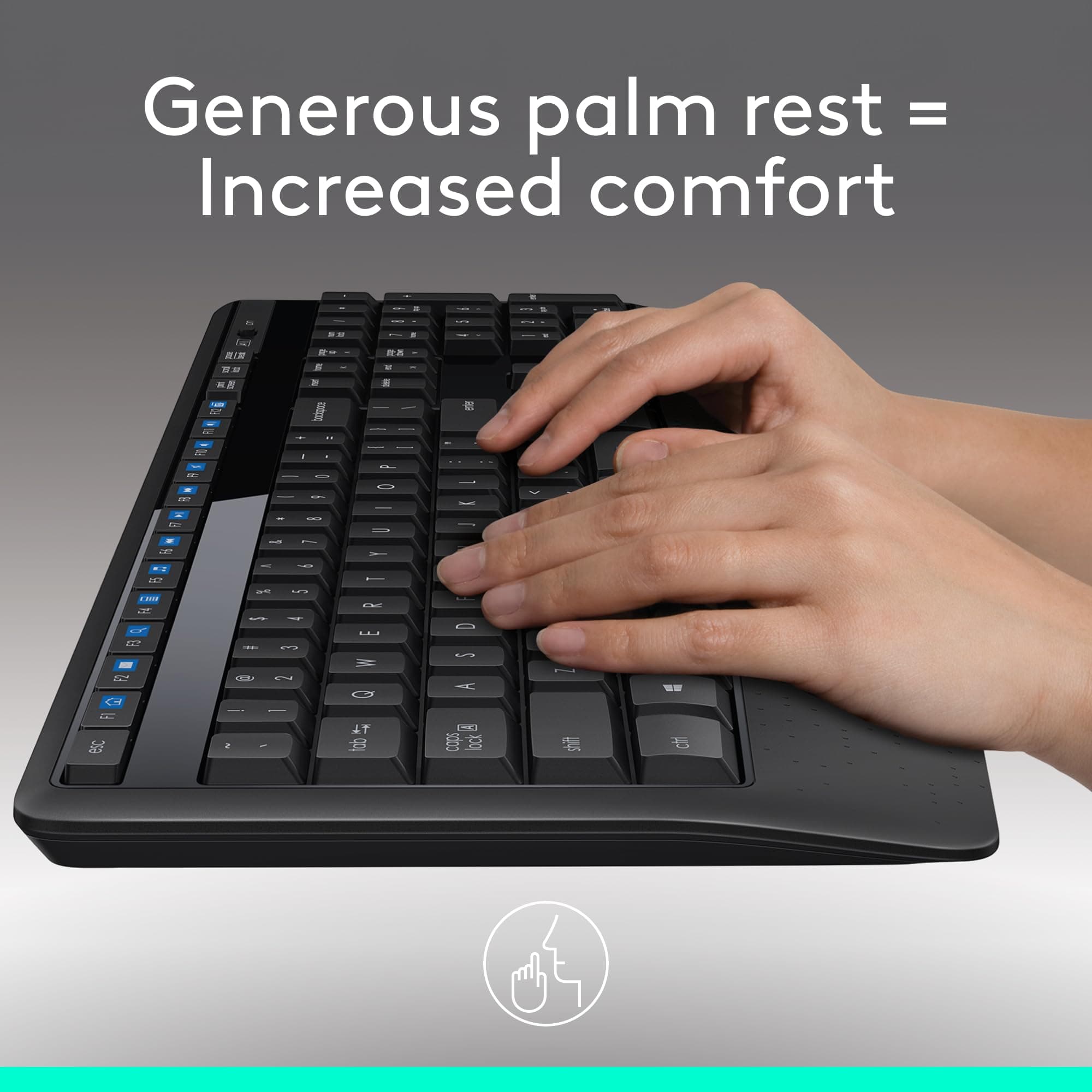 Logitech MK345 Full Size Wireless Keyboard and Mouse Combo - Black, view 2