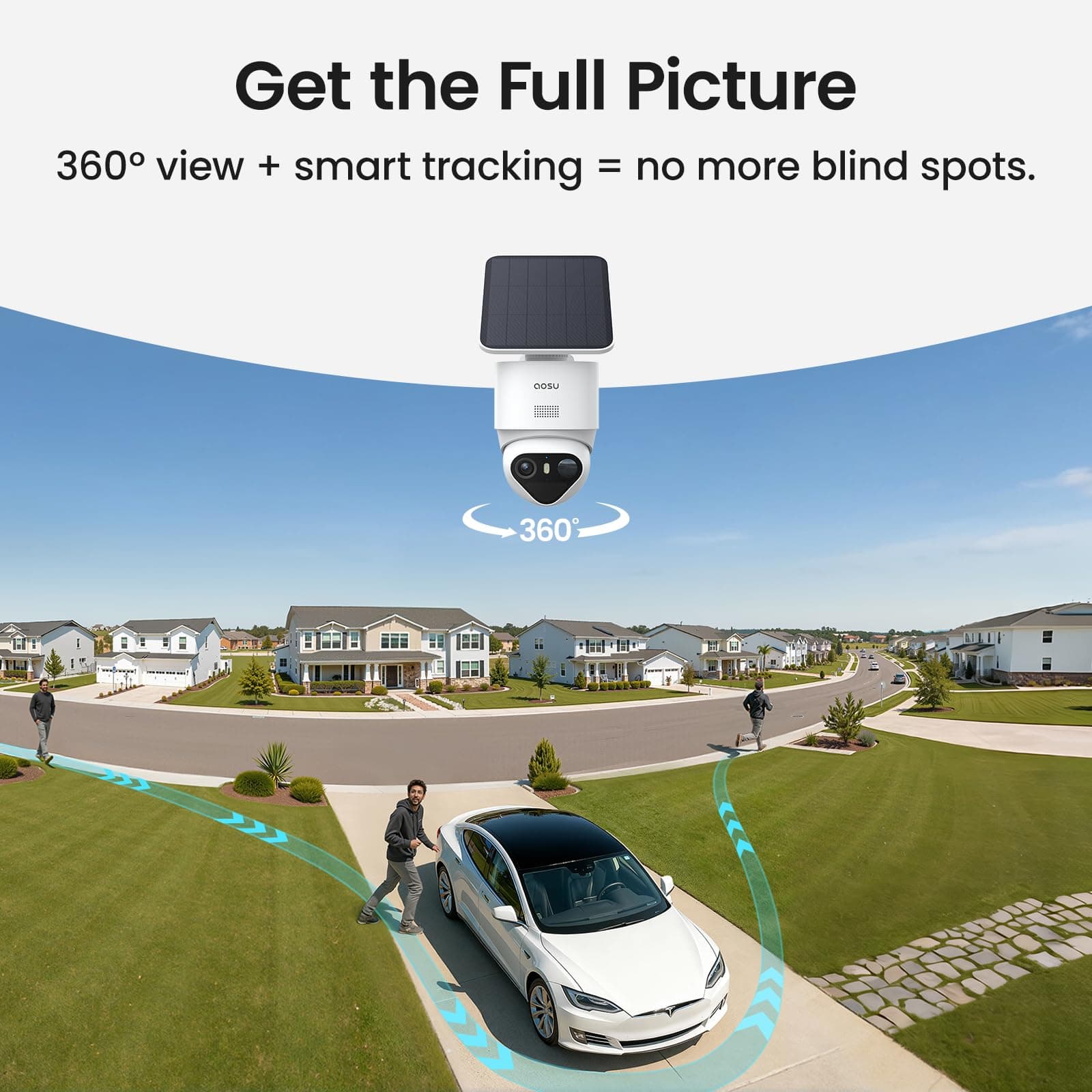 aosu T2 Ultra 4K Security Camera Wireless Outdoor, 360° AI Triple Detection, view 3