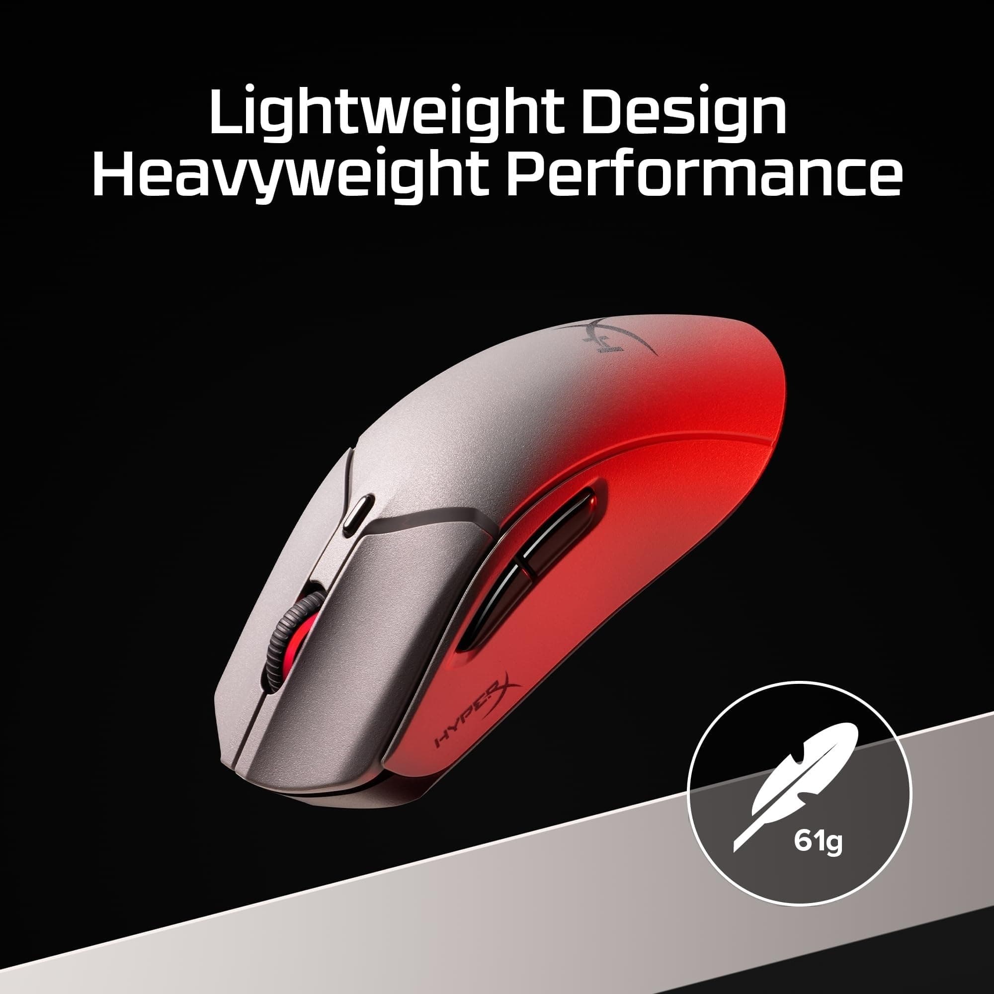 HyperX Pulsefire Haste 2 Pro 4K Wireless Gaming Mouse for PC, 4k Polling, Rechargeable 90 Hour Battery, Lightweight 61g, 26K Sensor, 2.4GHz, Bluetooth, Slate Grey, view 2