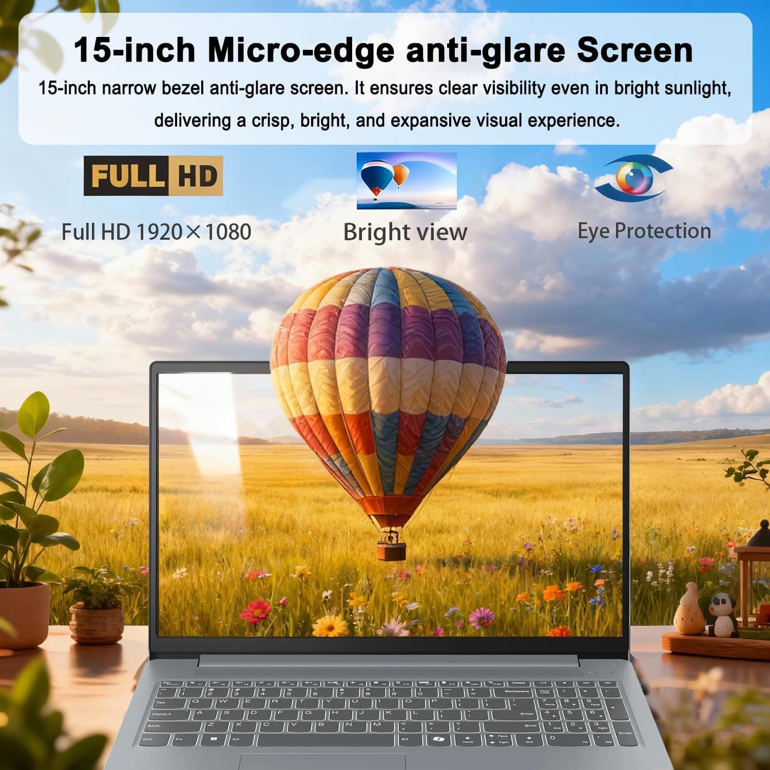 Lenovo Essential 15.6" FHD Laptop, Intel Processor, 8GB DDR5, 128GB SSD, view 3