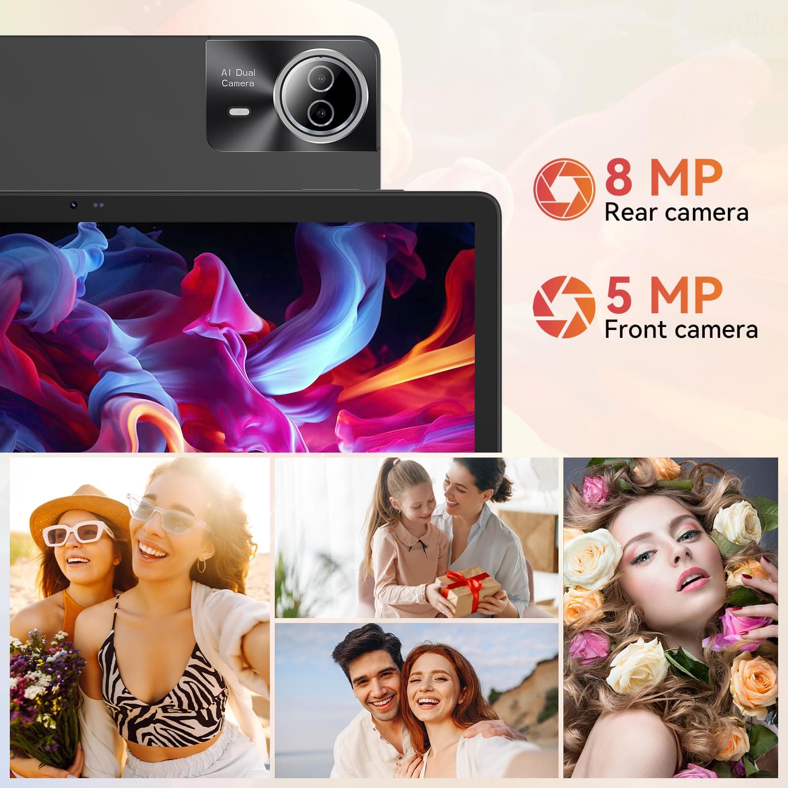 URAO Tablet|14 inch Android 16 Tablet|30GB RAM 256GB ROM |1920 * 1200 IPS FHD|10000mAh 30W Fast Charging|Octa-core Processor|Wi-Fi 6, BT 5.4|Dual Camera with Gemini AI|Keyboard|Stylus|Case|Headphone, view 5