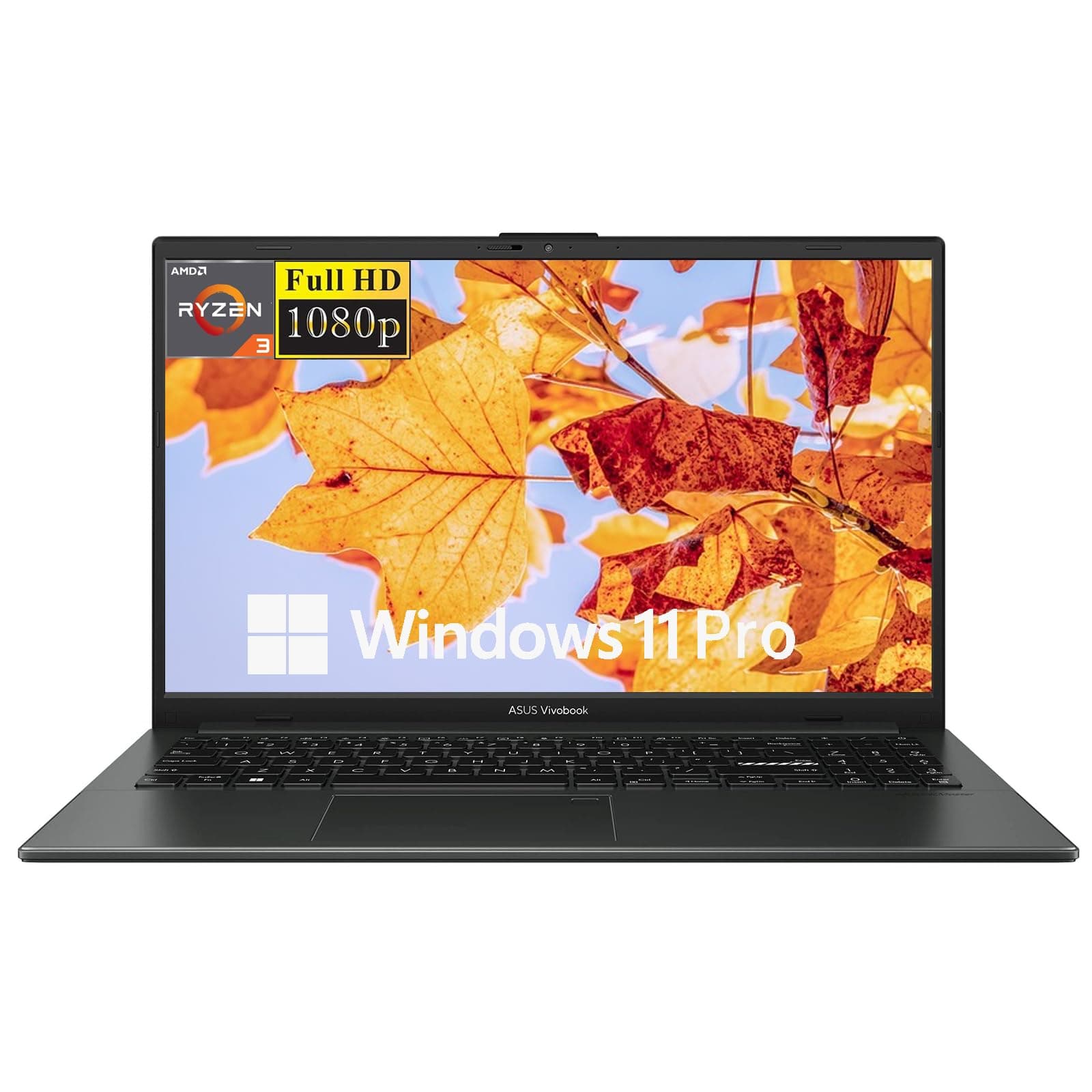 ASUS Vivobook Go 15.6" FHD Laptop, Business Laptop, AMD Ryzen 3 7320U, 8GB RAM, 128GB SSD, 180° Lay-Flat, WiFi, Bluetooth, Windows 11 Pro, Mixed Black