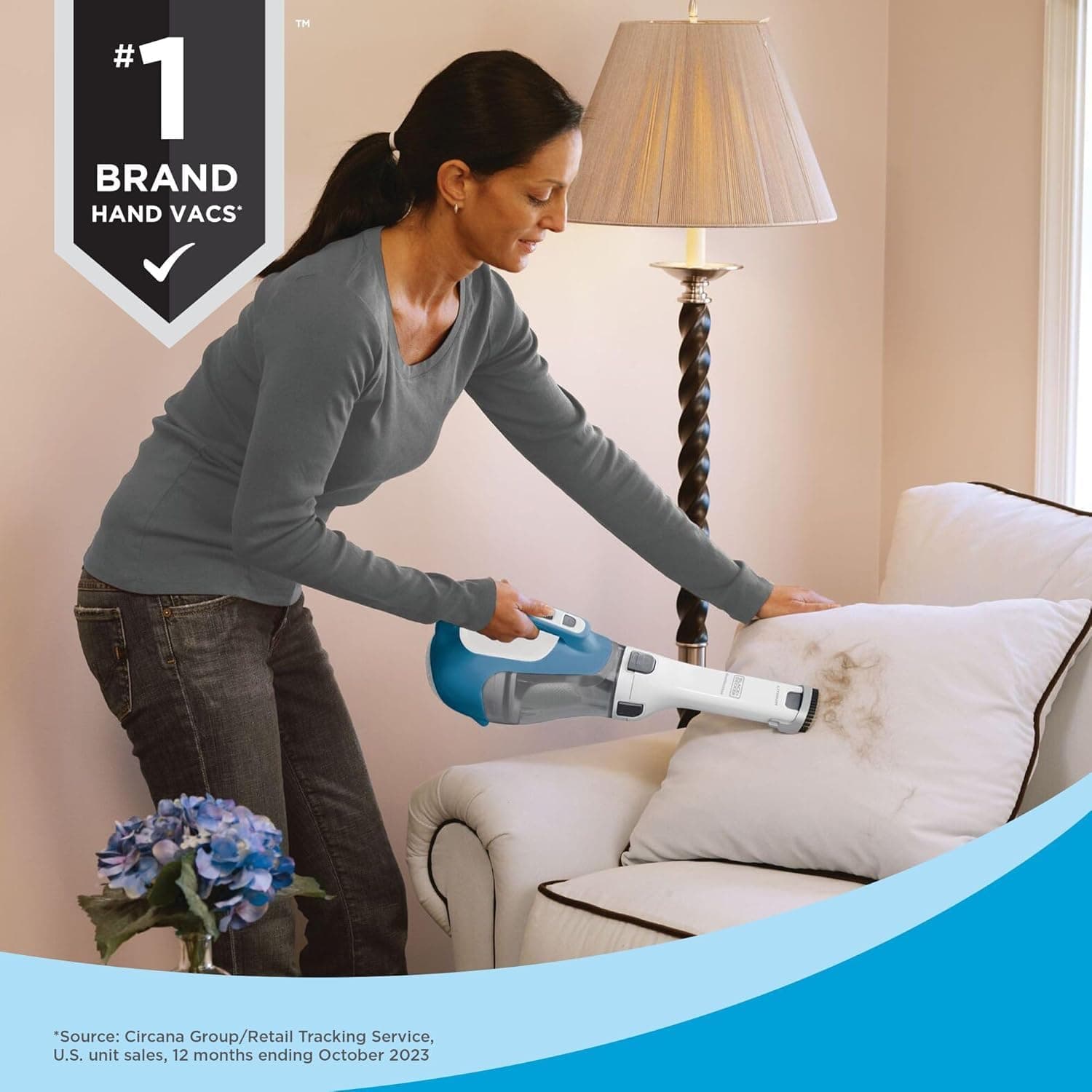 Black+Decker, Dustbuster AdvancedClean Handheld Vacuum Cordless, Compact Home and Car Vacuum with Crevice Tool, Rotating Nozzle and Charging Station, view 4