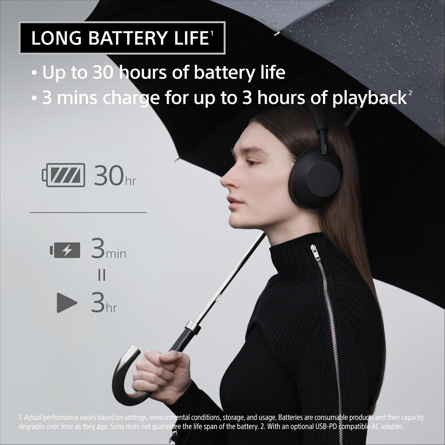 Sony WH-1000XM6 Best Wireless Noise Canceling Headphones, Black Bundle with Deco Gear Pro Audio Headphone Stand in Matte Black/Red, view 7