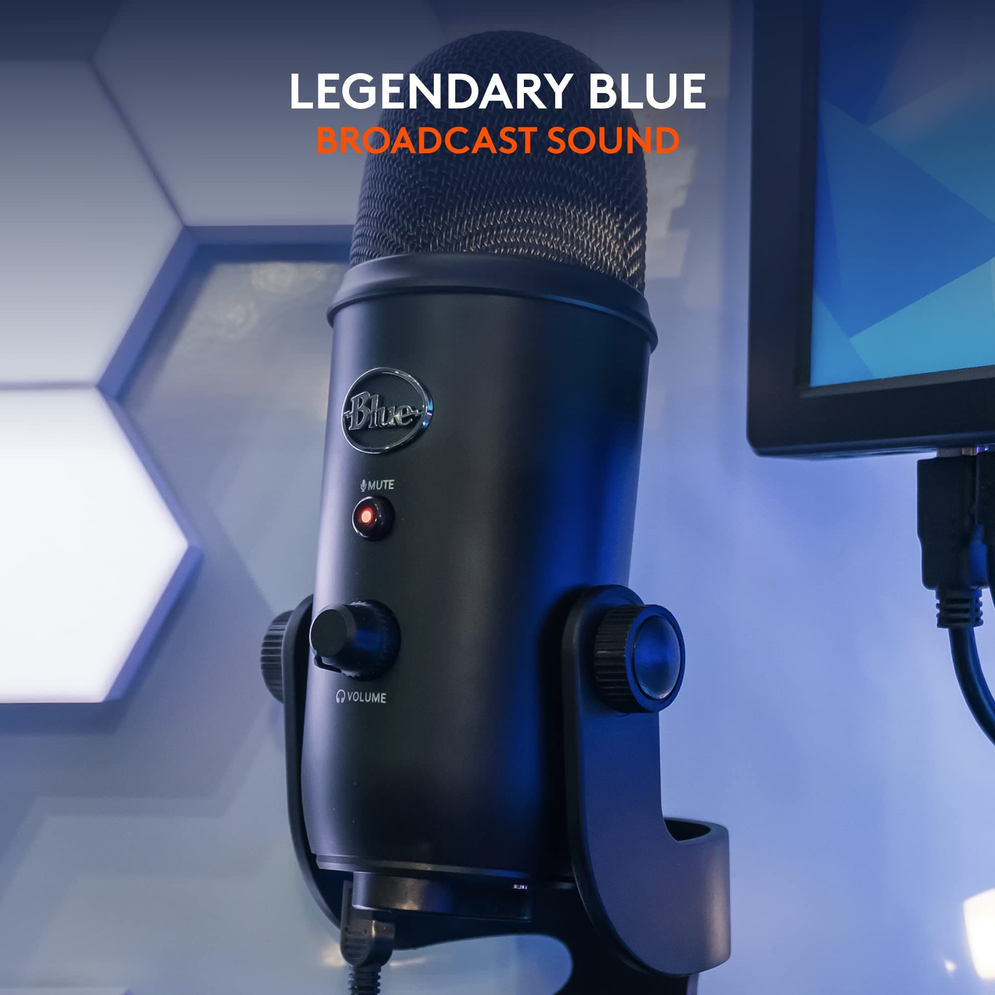 Logitech Creators Blue Yeti USB Microphone for PC, Mac, Gaming, Recording, Streaming, Podcasting, Studio and Computer Condenser Mic with Blue VO!CE effects, 4 Pickup Patterns, Plug and Play - Blackout, view 2