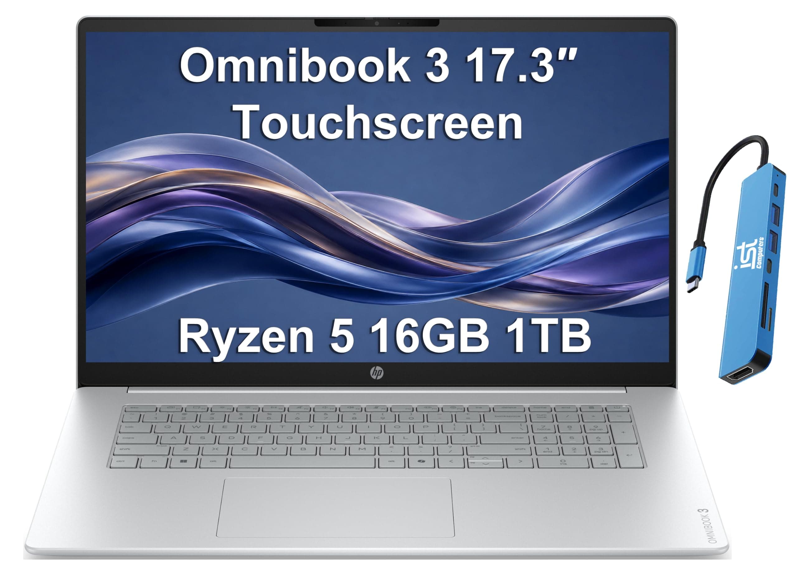 HP OmniBook 3 17.3" Touchscreen Laptop, AMD Ryzen 5 130, 16GB DDR5, 1TB SSD