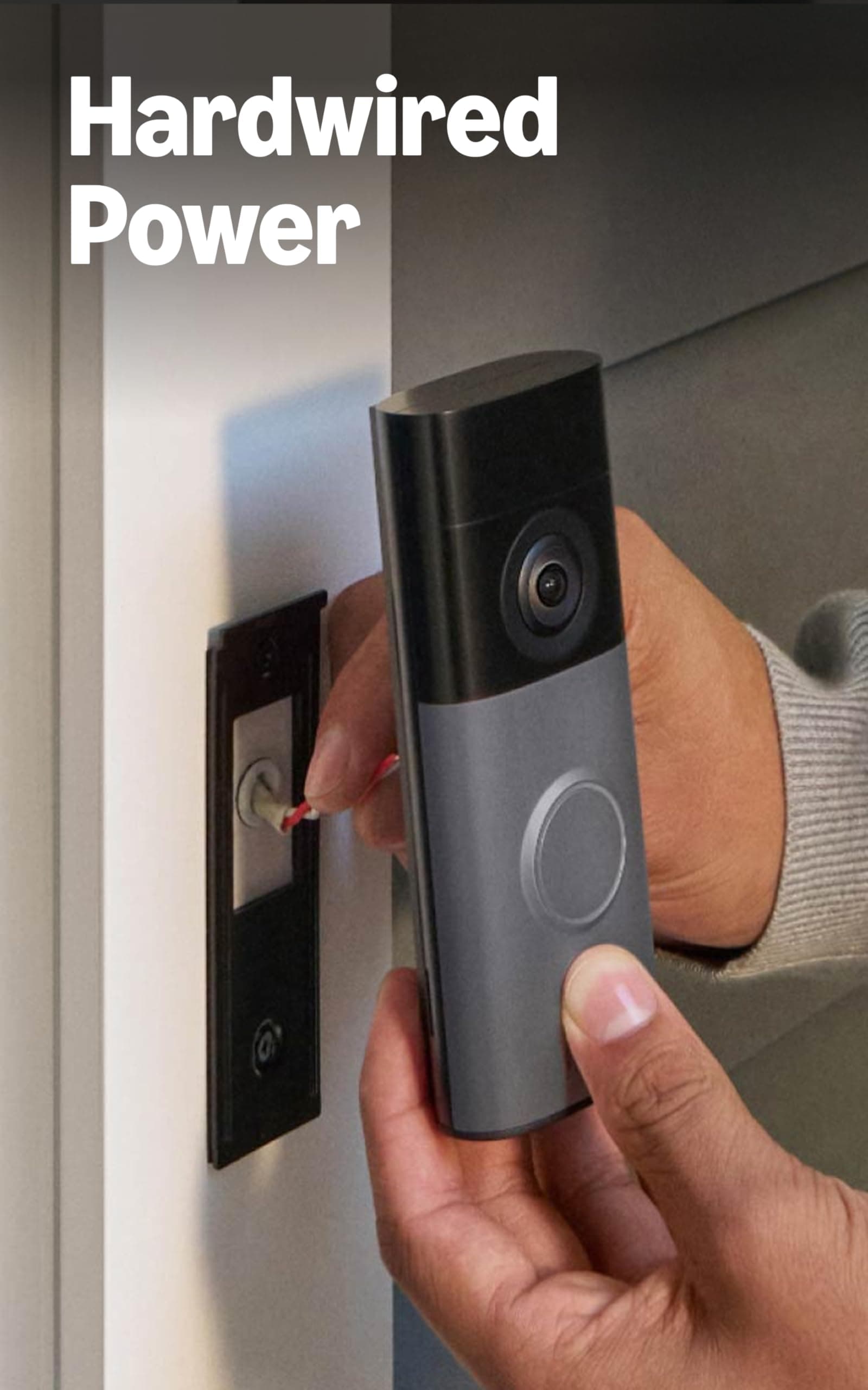 Ring Wired Doorbell 2K (newest model), Retinal 2K with wide-angle video, up to 6x Enhanced Zoom, and Two-Way Talk, Speckled Gray, view 6