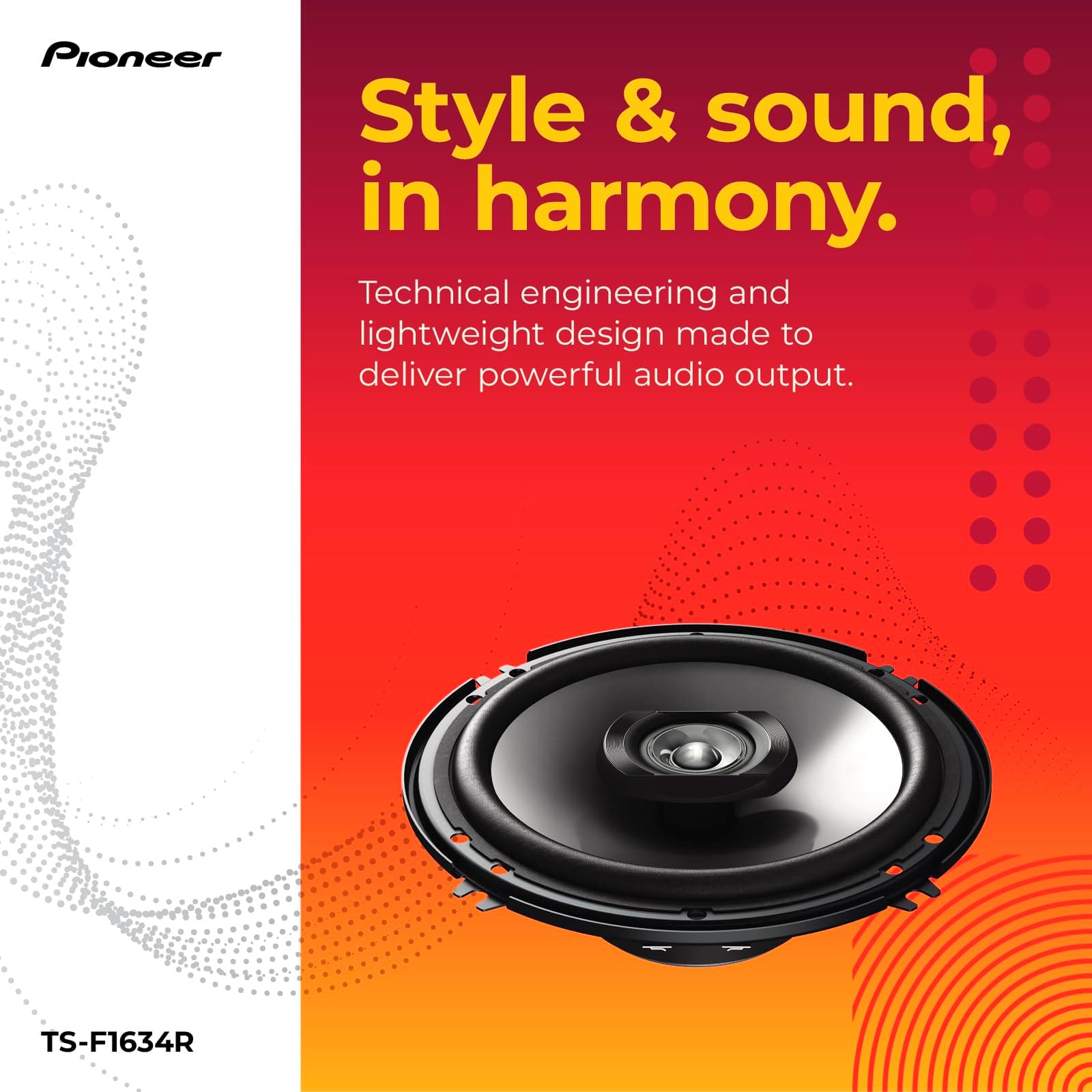 Pioneer F-Series TS-F1634R 6.5" 2-Way Coaxial Car Speakers 200W Max, view 3