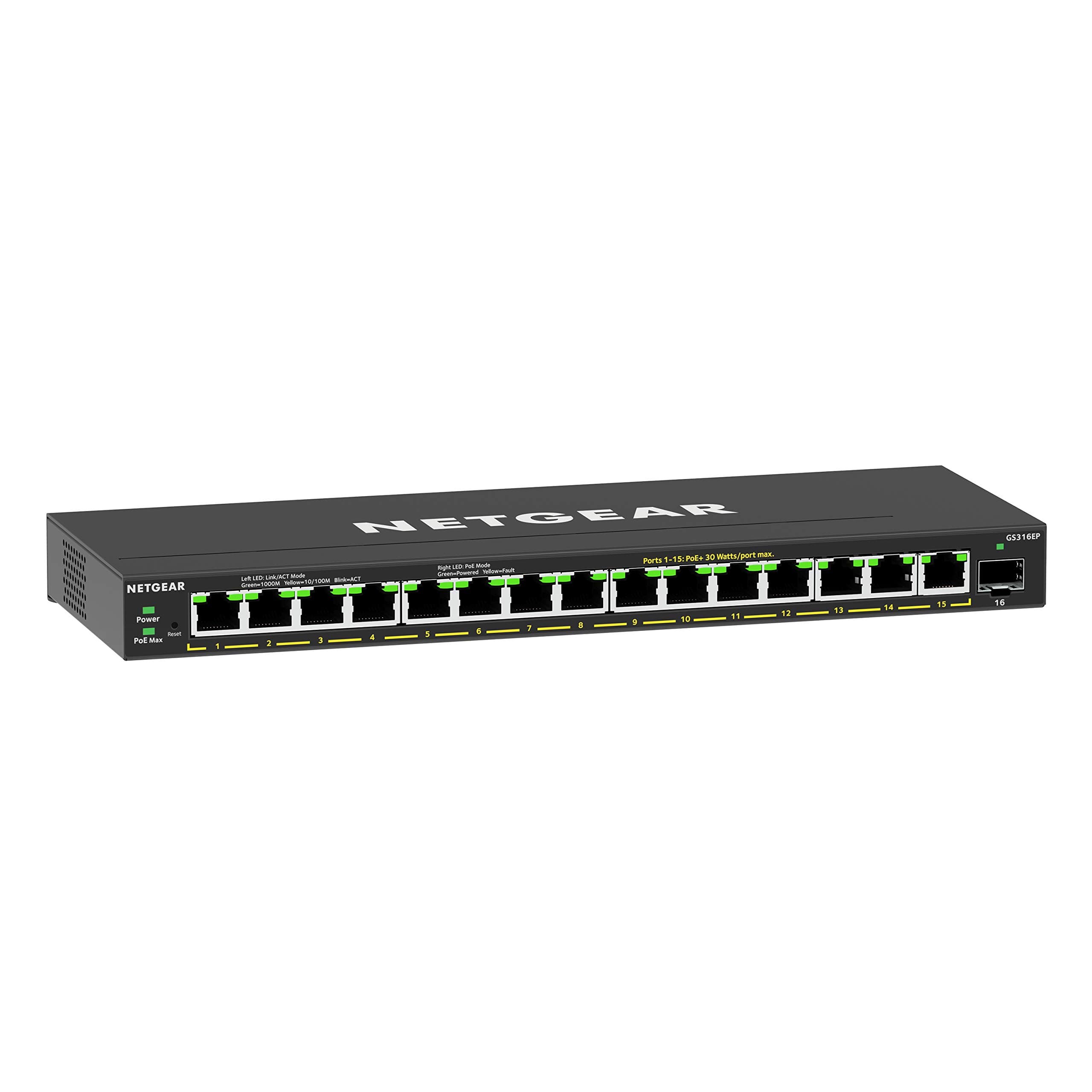 NETGEAR 16-Port PoE Gigabit Ethernet Easy Smart Managed Switch (GS316EP)
