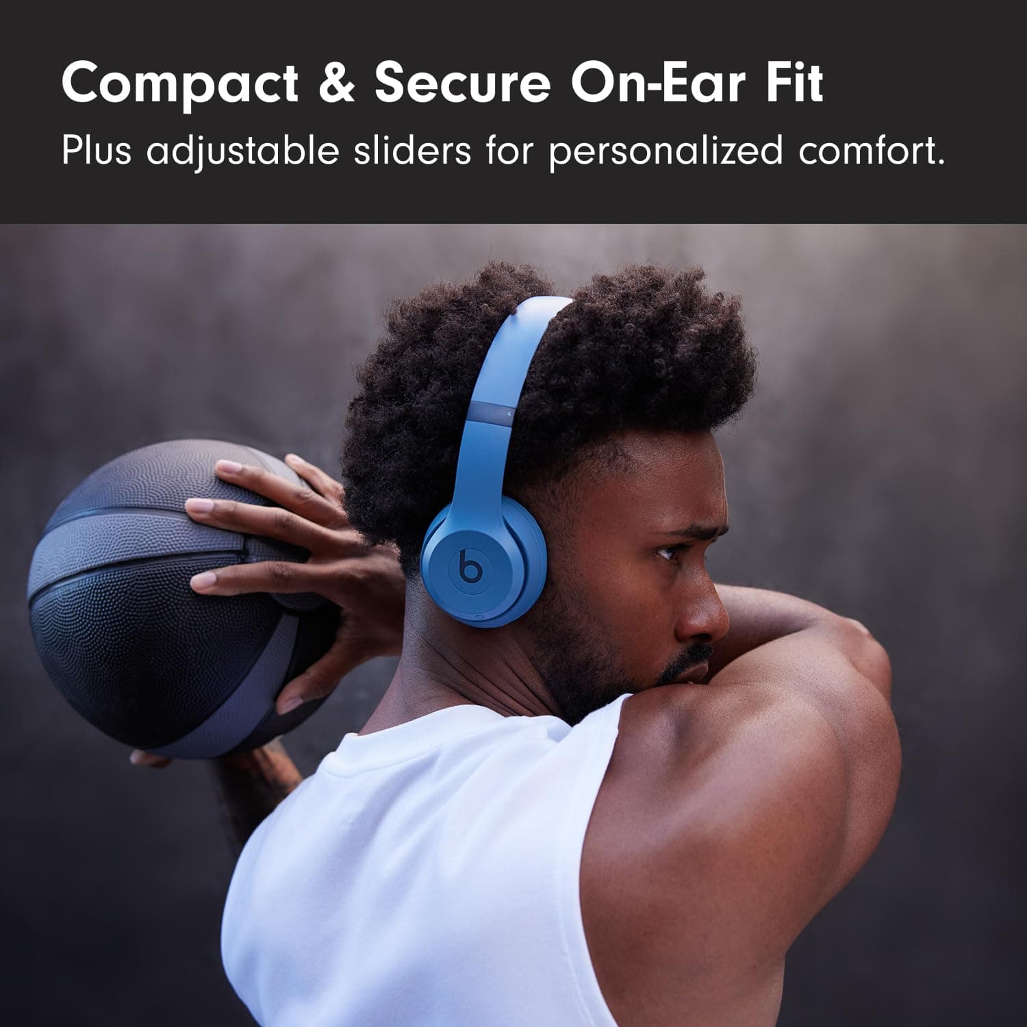Beats Solo 4 - Wireless On-Ear Bluetooth Headphones, Up to 50-Hour Battery Life, Ultra-Lightweight Comfort, Powerful and Balanced Sound, Apple & Android Compatible - Slate Blue, view 3