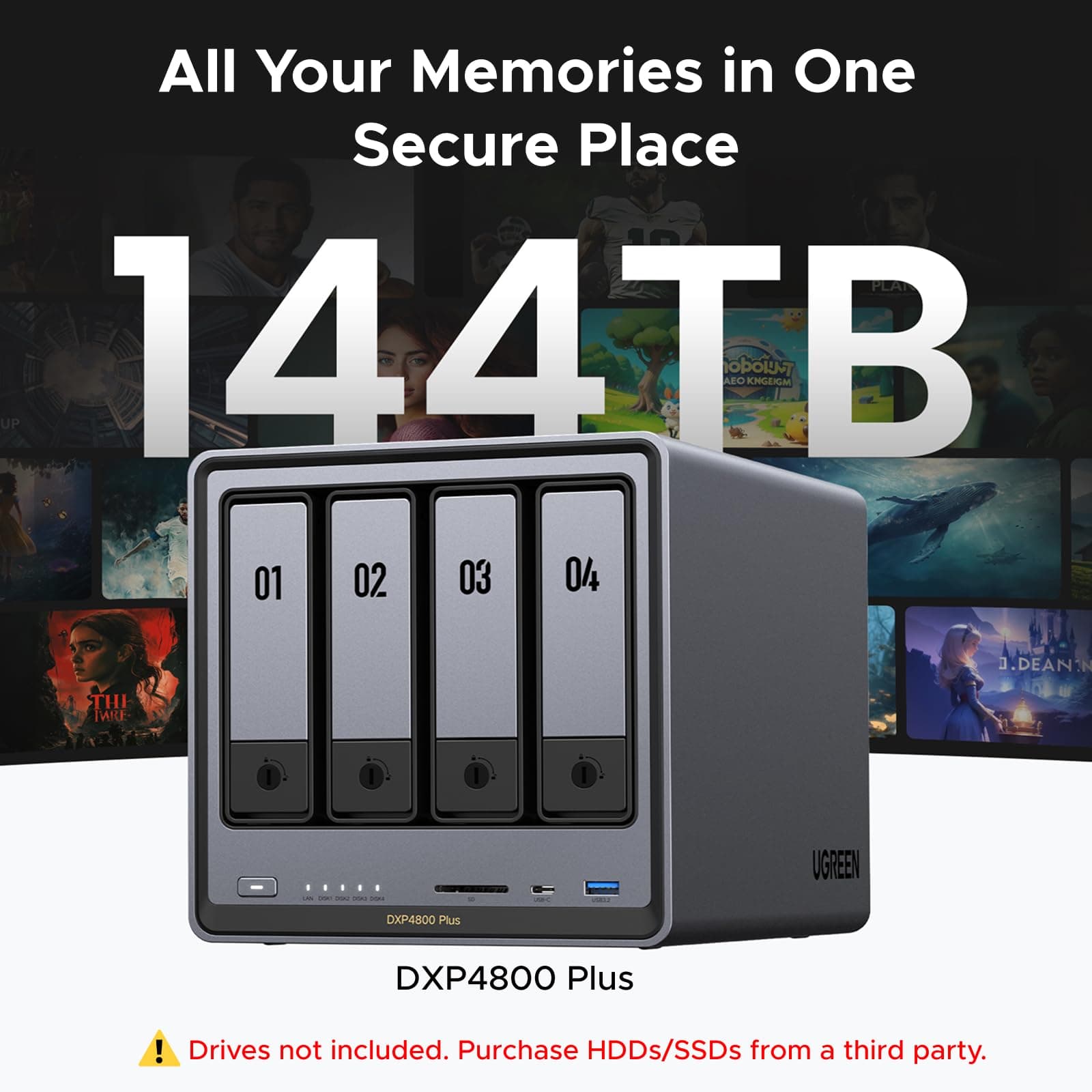 UGREEN DXP4800 Plus 4-Bay NAS for Families, Creators & Small Teams, view 3