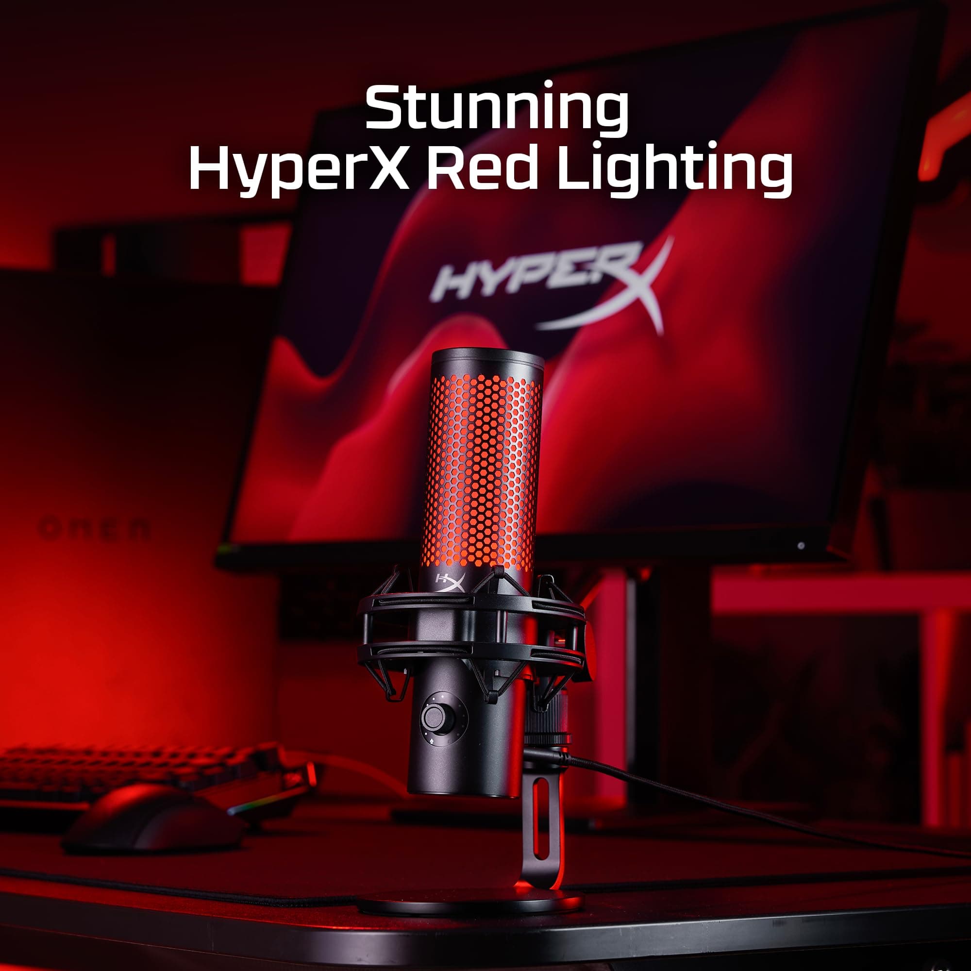 HyperX QuadCast 2 – USB Microphone for Gaming, Streaming and Podcasting, with On-Board Controls, LED Lighting, Removable Shock Mount, PC, Mac, PS5, PS4, USB-C - Black, view 7