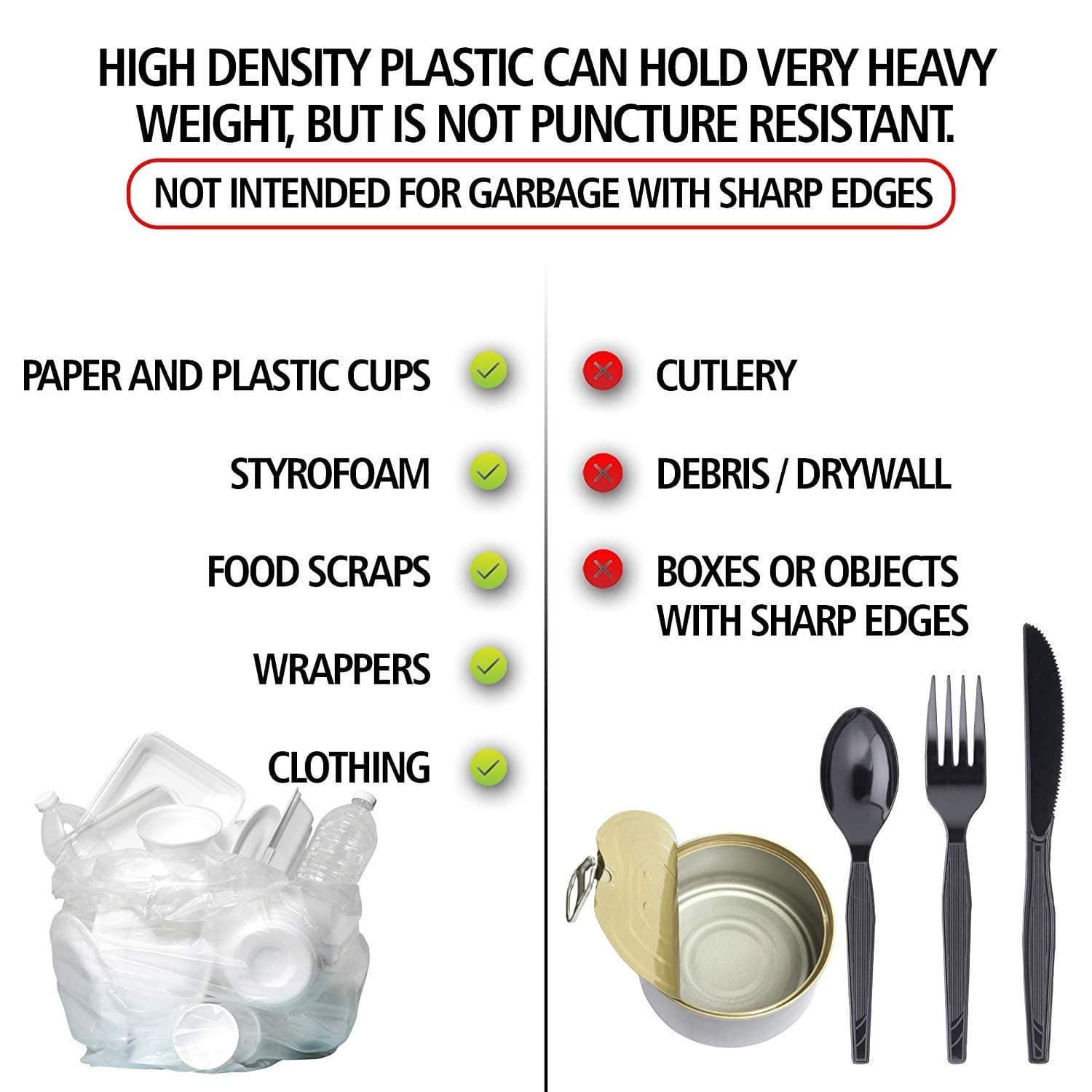 Aluf Plastics HCR-334016C 33 Gallon Clear Trash Bags (250 Count) - 33" x 40" - 16 Micron Equivalent High Density Value Garbage Bags for Bathroom, Office, Industrial, Commercial, Janitorial, Municipal,, view 3