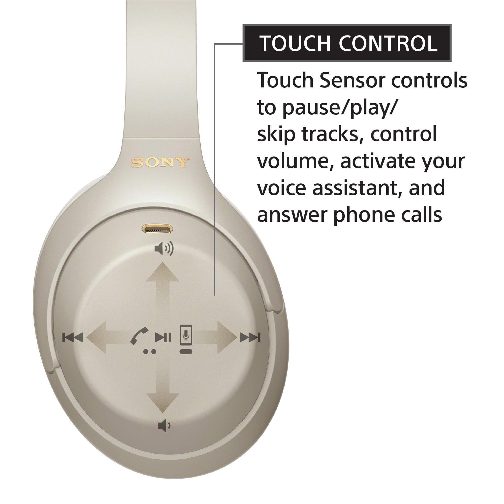 Sony WH-1000XM4 Wireless Noise Cancelling Headphones, Silver, view 6