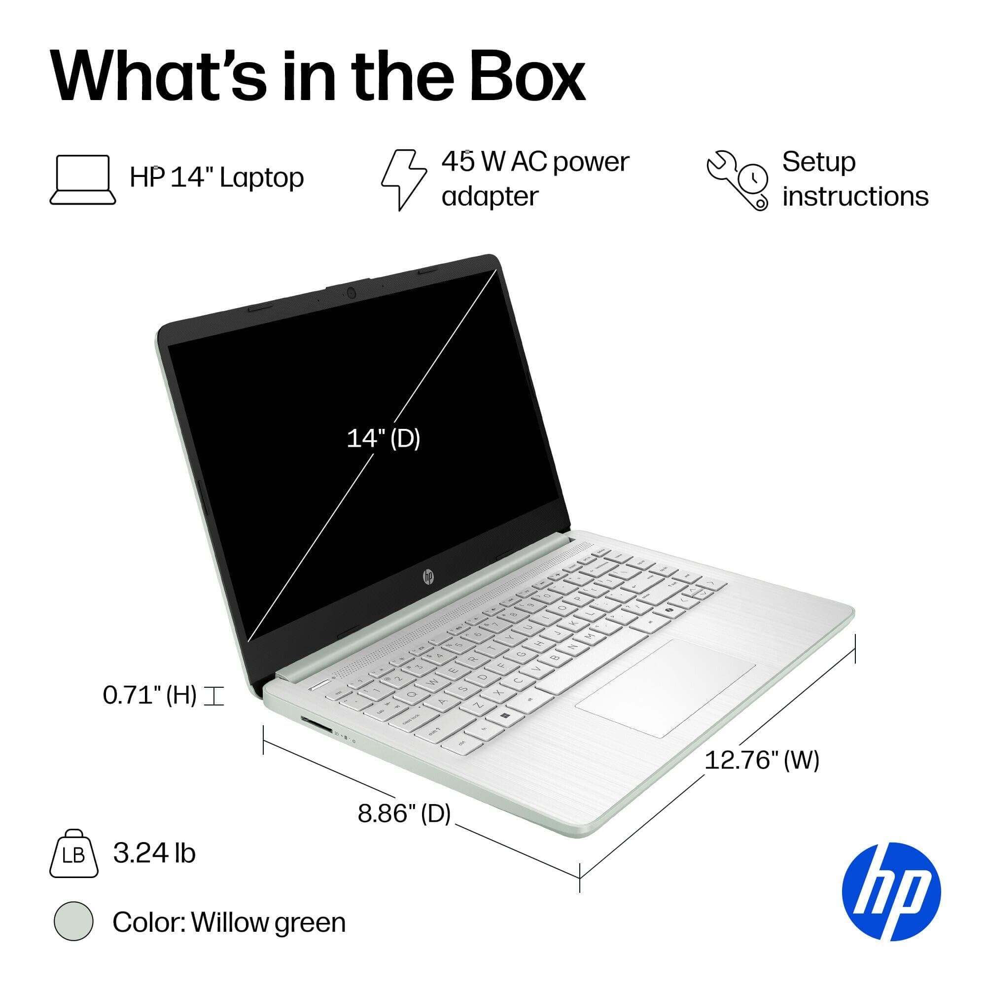 HP 14" Laptop 2026 Edition, Intel Processor, 4GB RAM, 128GB Storage, view 7