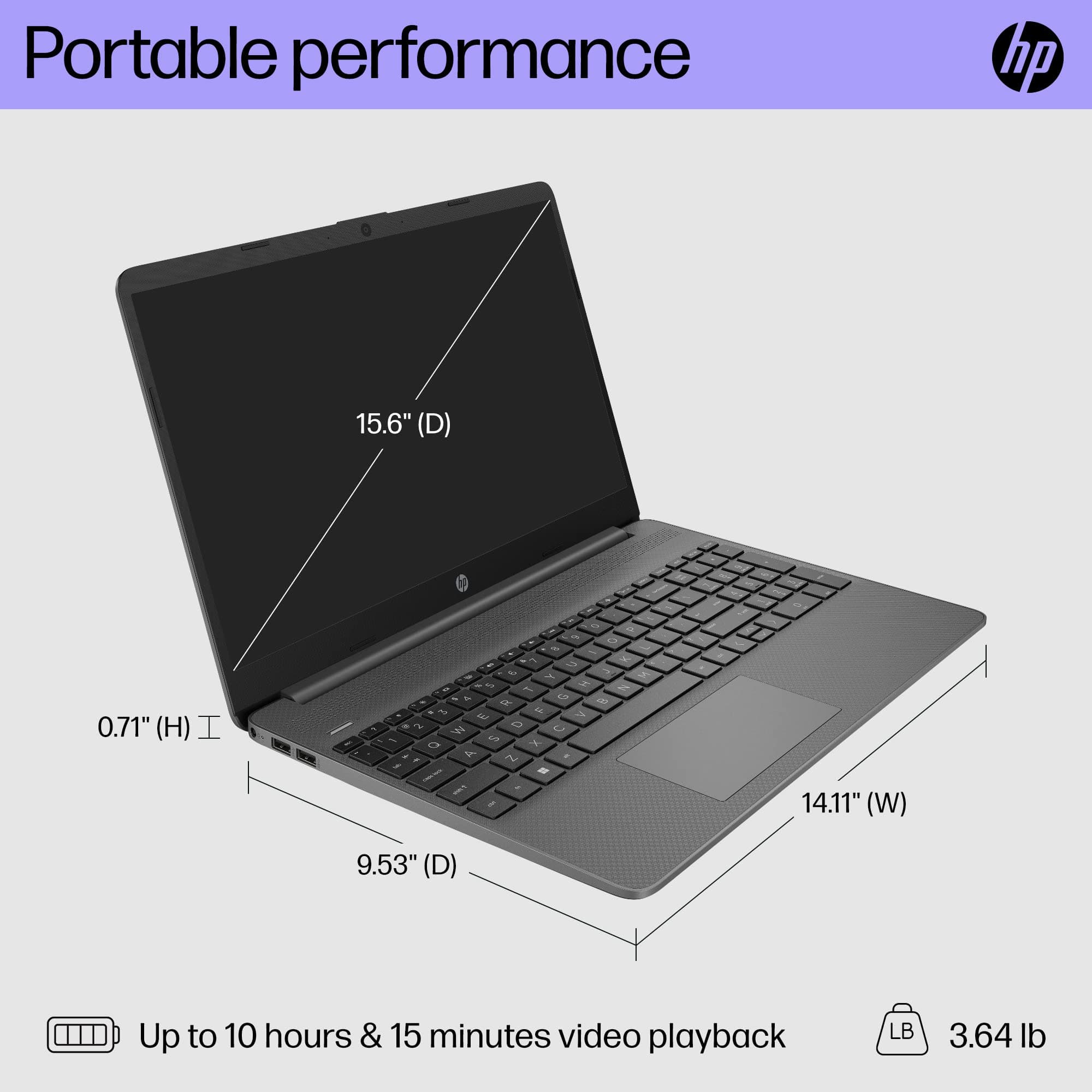HP 15 inch Laptop, FHD Display, 12th Generation Intel Core i3-1215U, 8 GB RAM, 128 GB SSD, Intel UHD Graphics, Windows 11 Home in S Mode, 15-dy5599nr (2023), view 5
