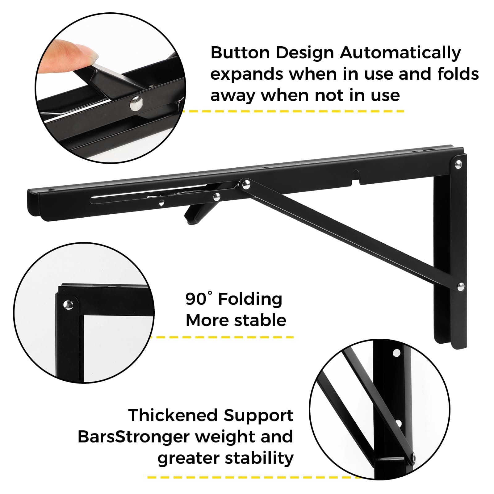 16 Inch Folding Shelf Brackets, 2 Pack Shelf Bracket Wall Mounted, view 5