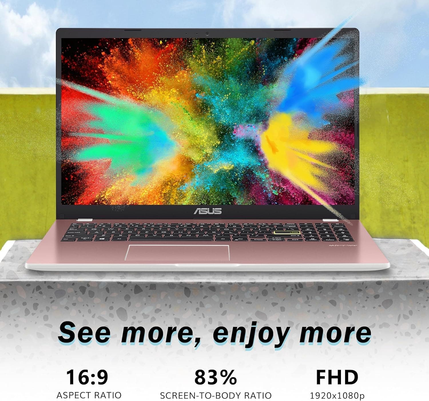 ASUS Vivobook Go 15.6" FHD Laptop, Intel Pentium Silver N6000, 4GB RAM, 128GB SSD Drive, Intel HD Graphics, HD Webcam, Wi-Fi 5, with 1-Year Office 365, Win11, Pink, view 8