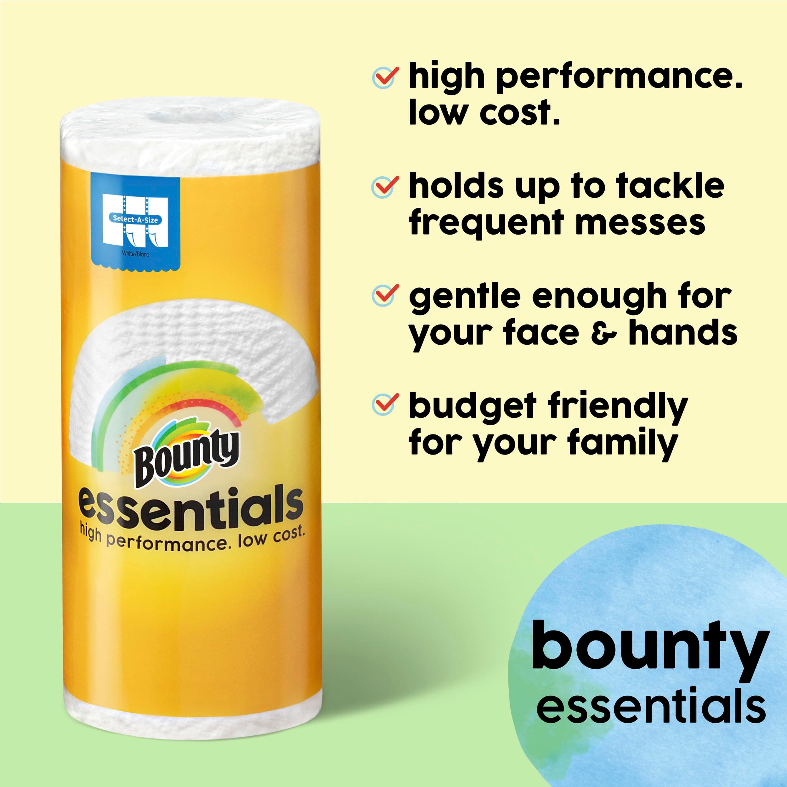 Bounty Essentials Select-A-Size Paper Towels, White, 2 Triple Rolls = 6 Regular Rolls (Packaging May Vary), view 2