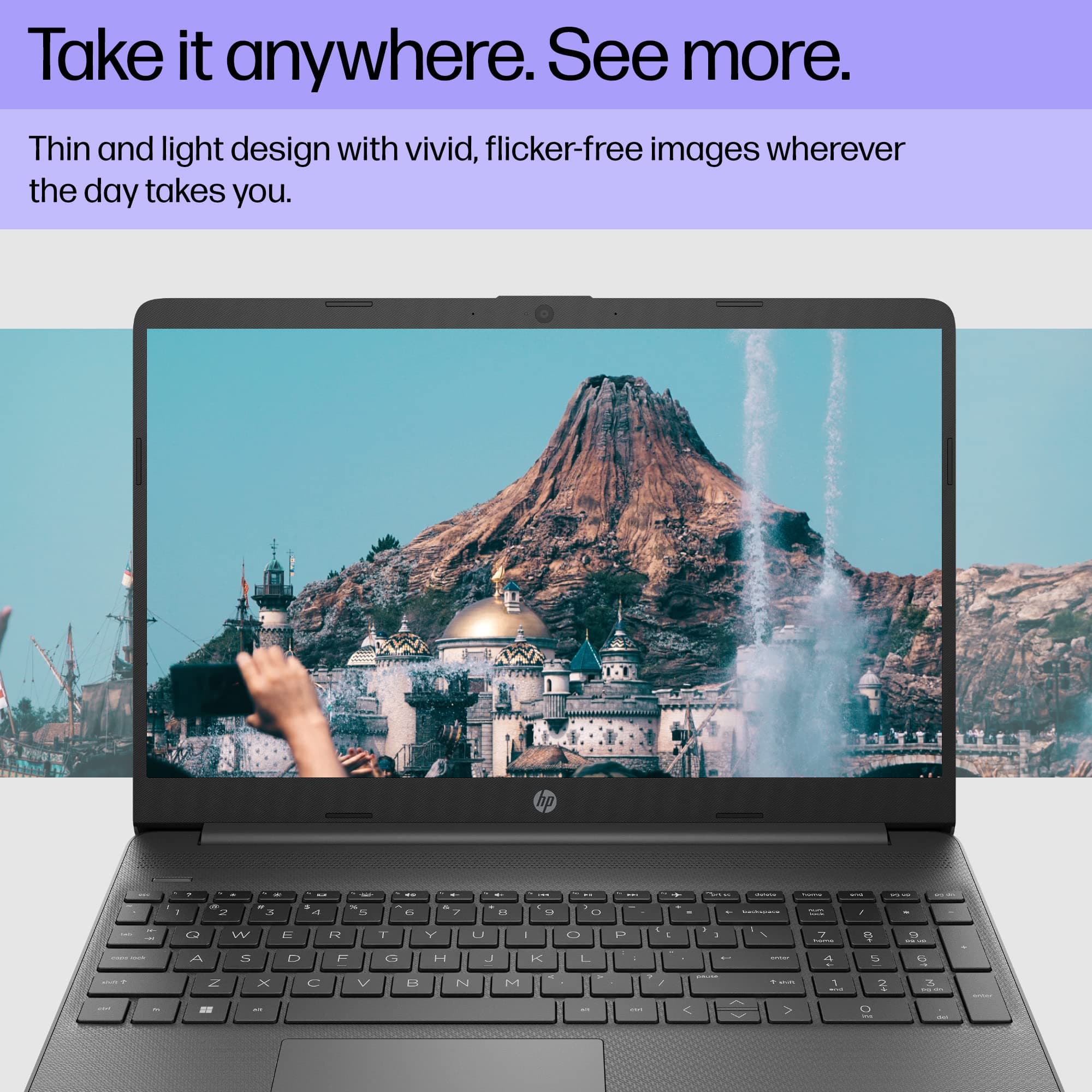 HP 15 inch Laptop, FHD Display, 12th Generation Intel Core i3-1215U, 8 GB RAM, 128 GB SSD, Intel UHD Graphics, Windows 11 Home in S Mode, 15-dy5599nr (2023), view 3