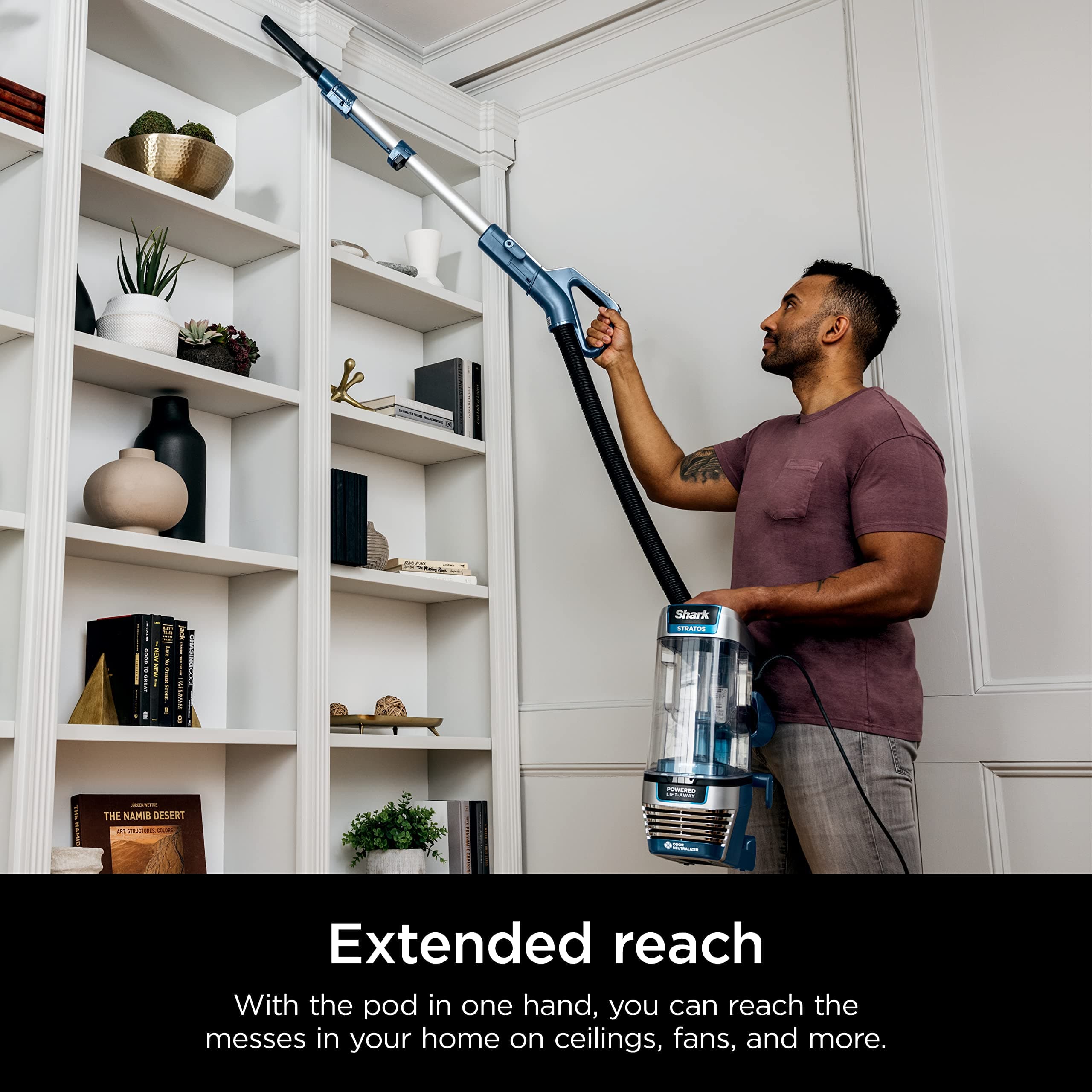Shark AZ3002 Stratos Upright Vacuum with DuoClean PowerFins, HairPro, Powered Lift-Away, Self-Cleaning Brushroll, & Odor Neutralizer Technology, Navy (Renewed), view 5