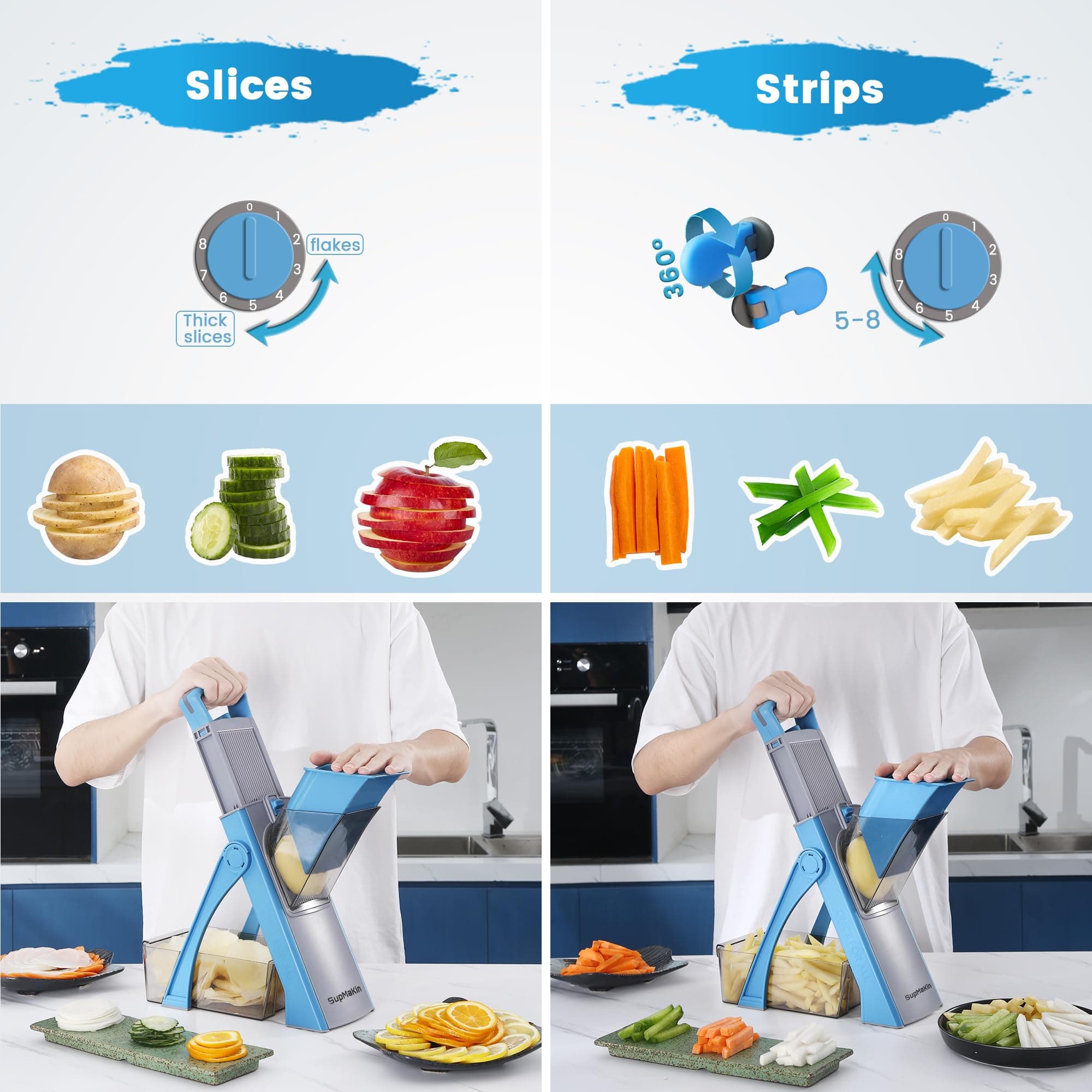 SupMaKin Safe Mandoline Slicer Plus for Kitchen Adjustable Potato Slicer, view 4