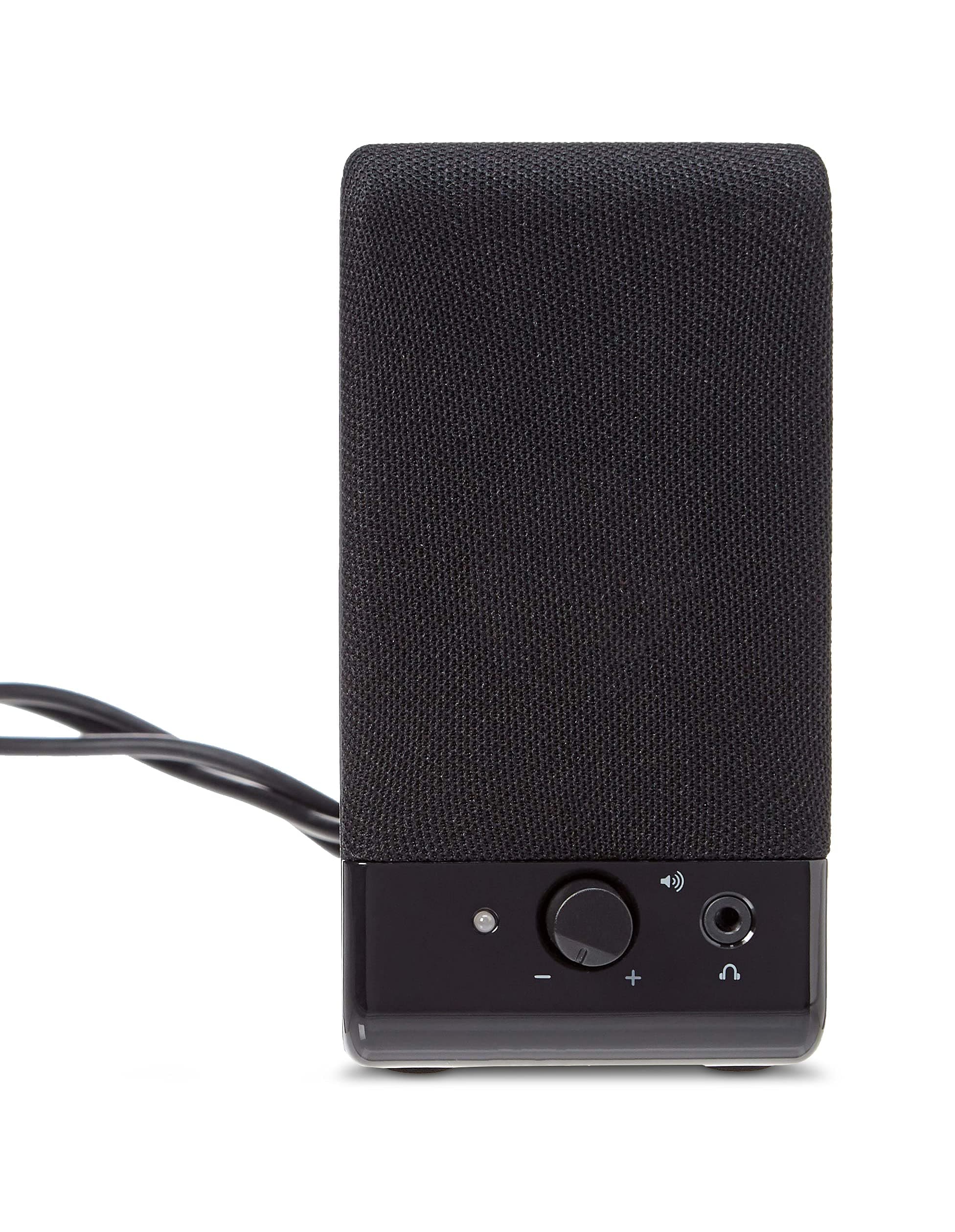 Amazon Basics USB-Powered Computer Speakers with Volume Control for Desktop or Laptop PC, Compact Size, Headphone Jack, Portable, Plug-N-Play, Black, view 5