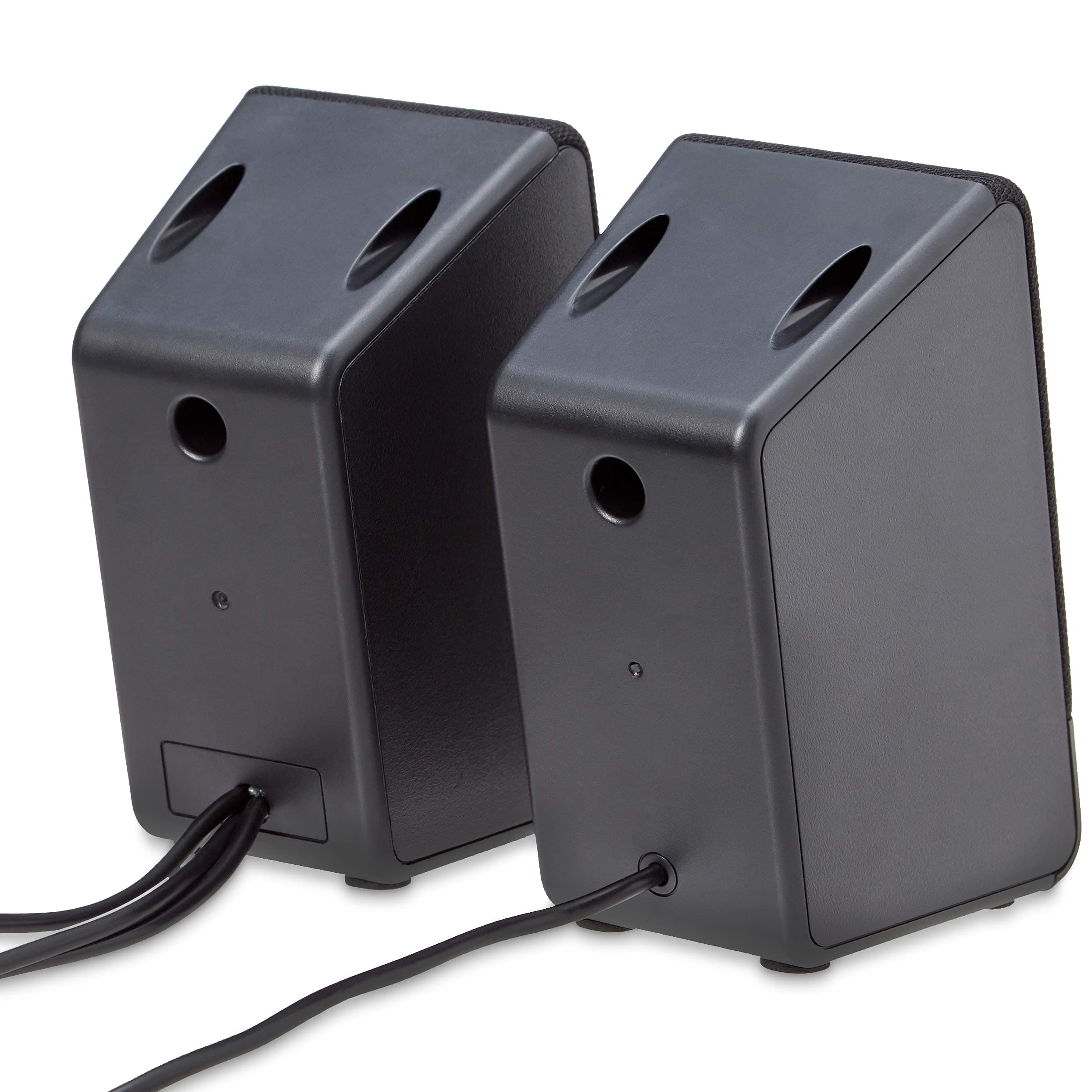 Amazon Basics USB-Powered Computer Speakers with Volume Control for Desktop or Laptop PC, Compact Size, Headphone Jack, Portable, Plug-N-Play, Black, view 3