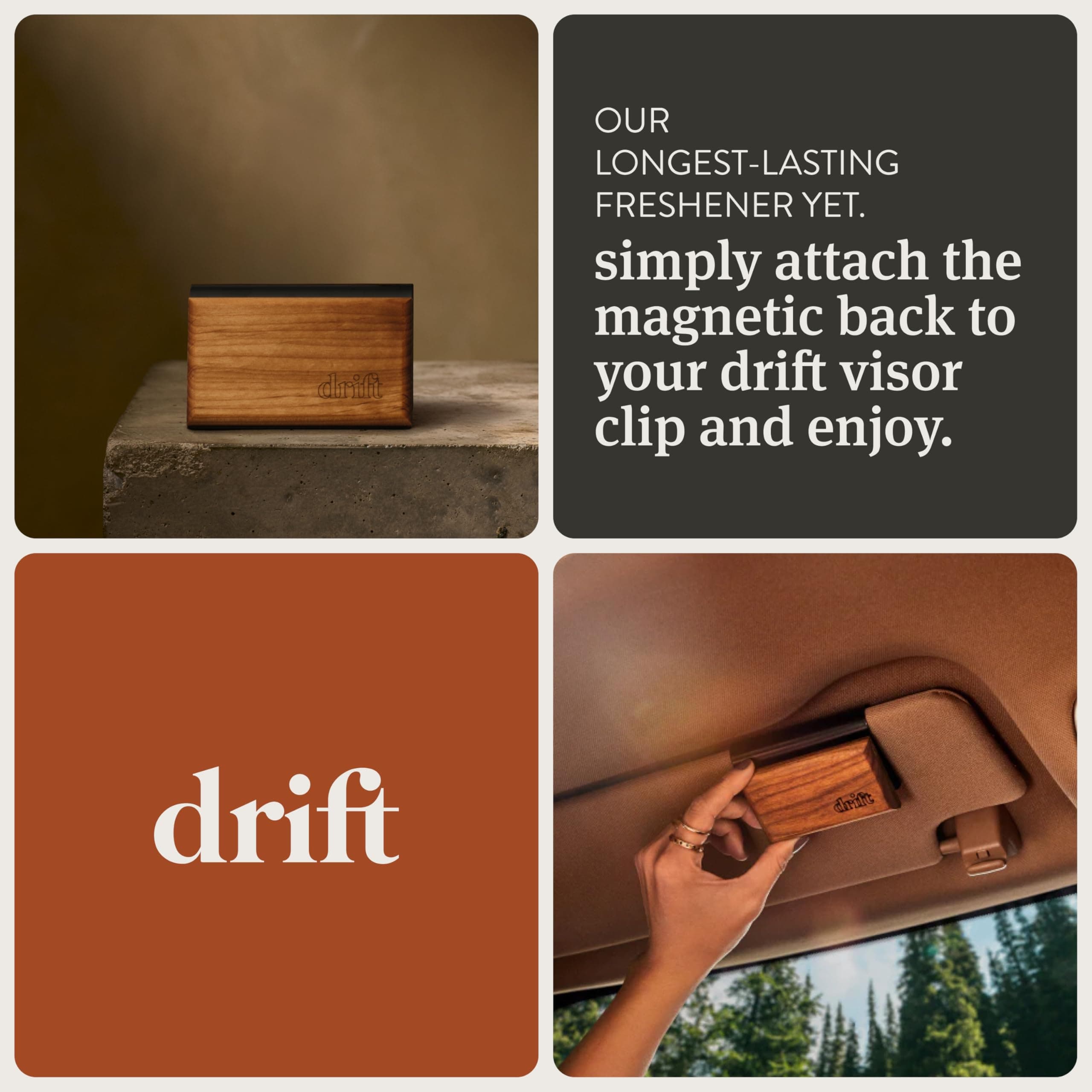Drift Car Air Freshener - The Original Wood Air Freshener - Car Odor Eliminator - Long Lasting Scent - Auto Accessories - Metal Clip - Essential Oils - Clean Ingredients - Teak Scent Starter Kit, view 5