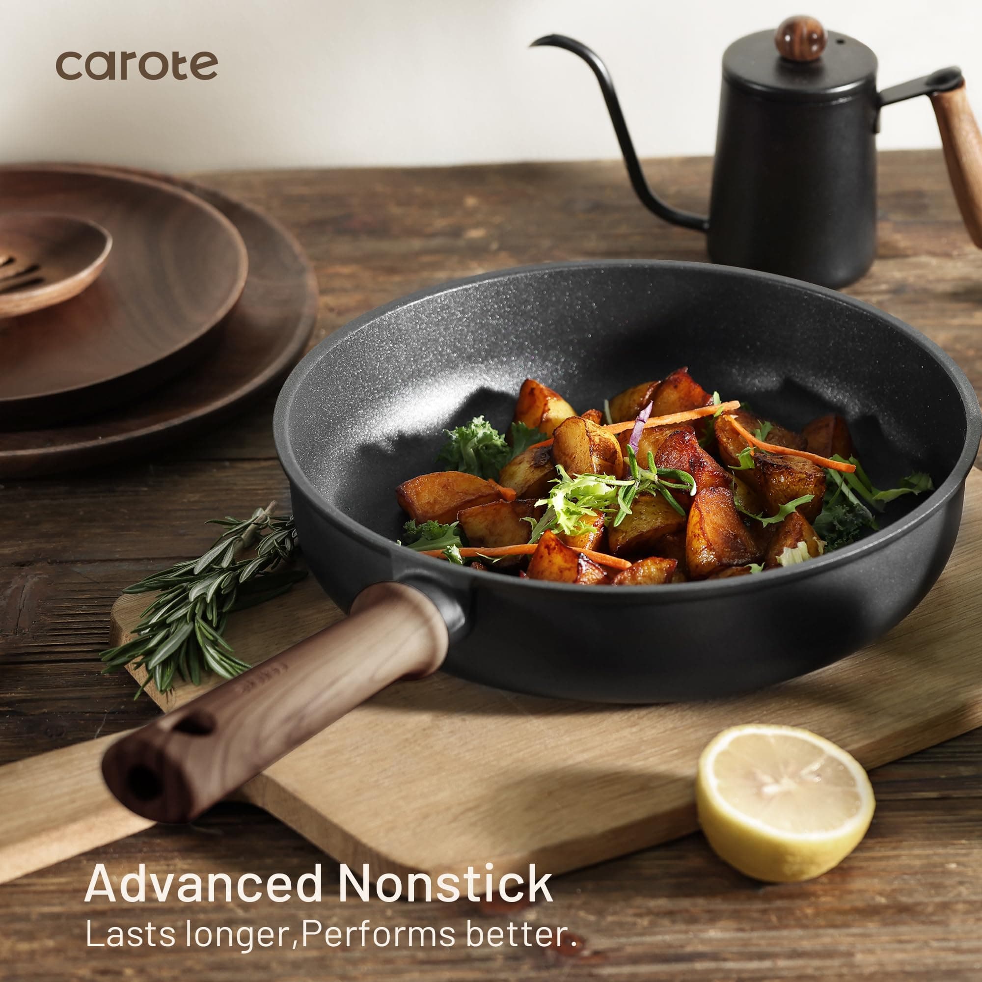 CAROTE Pots and Pans Set Nonstick Cookware Sets 21 Pieces Black, view 3