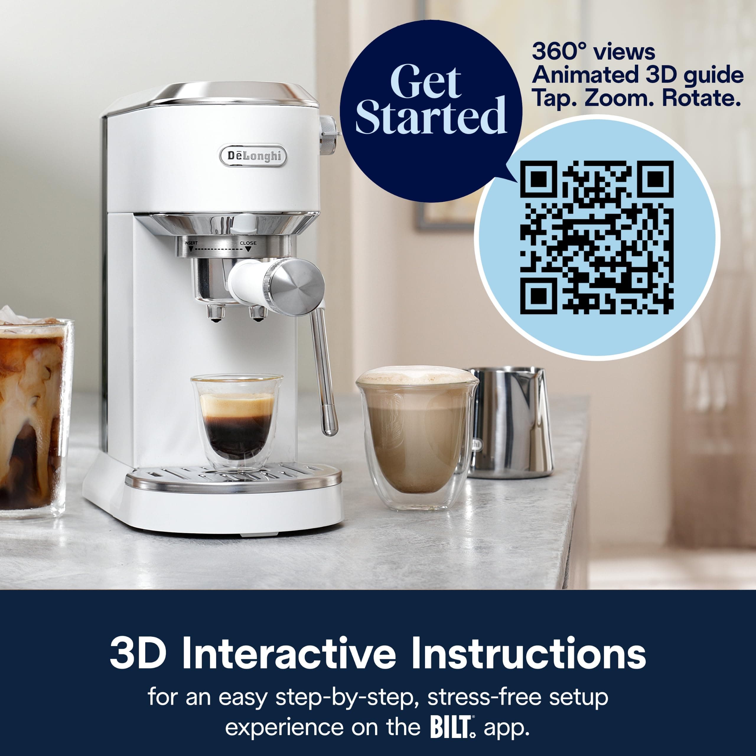 De'Longhi Dedica Duo Compact Espresso Machine - Cold Brew Coffee Maker with Milk Frother Wand- for Espresso, Hot & Iced Coffee, Cappuccinos, Lattes & Home Barista Brewing, Vanilla, view 13