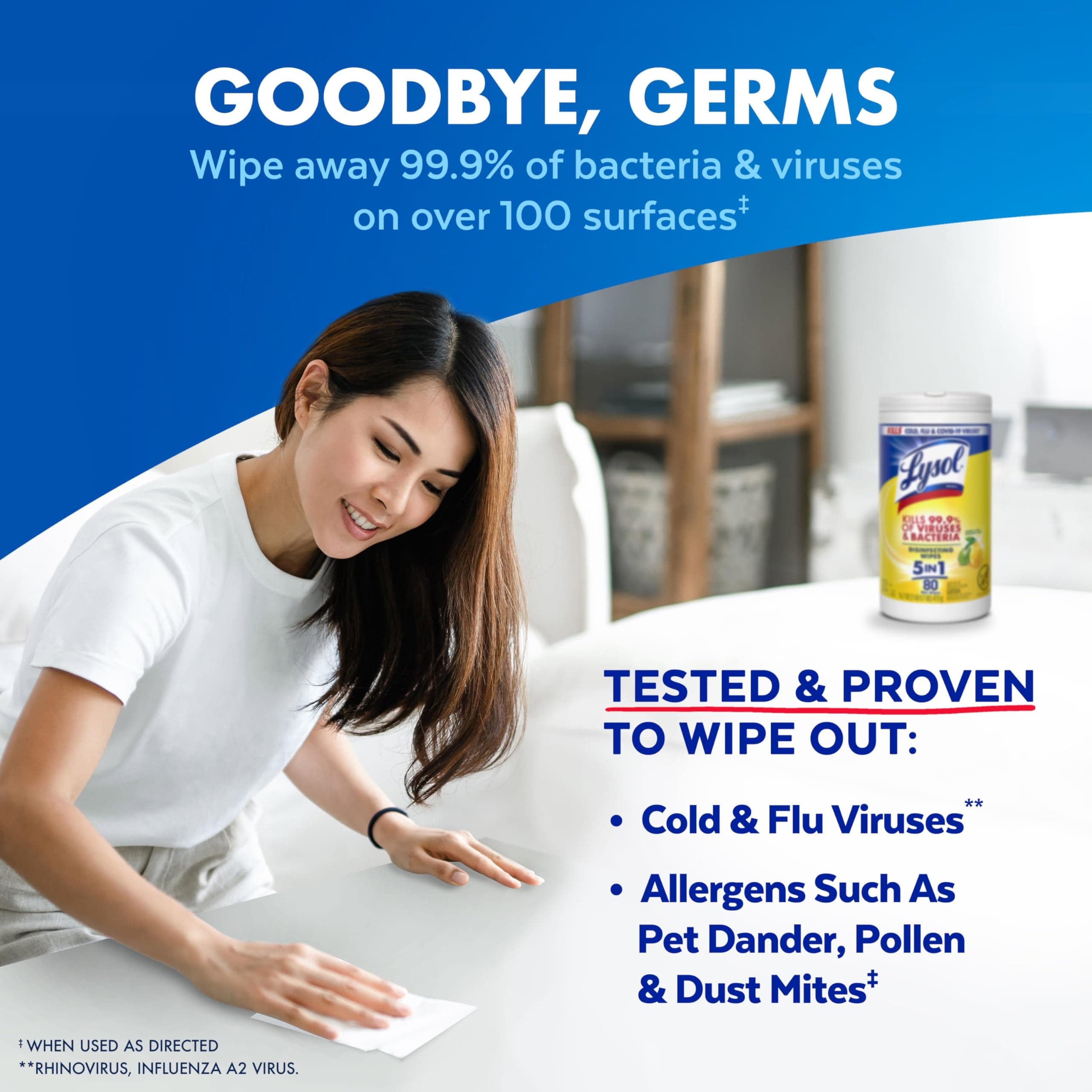 Lysol Disinfecting Wipes, Cleaner, Lemon + Mango + Linen, 80 ct. (4 Pack), view 2