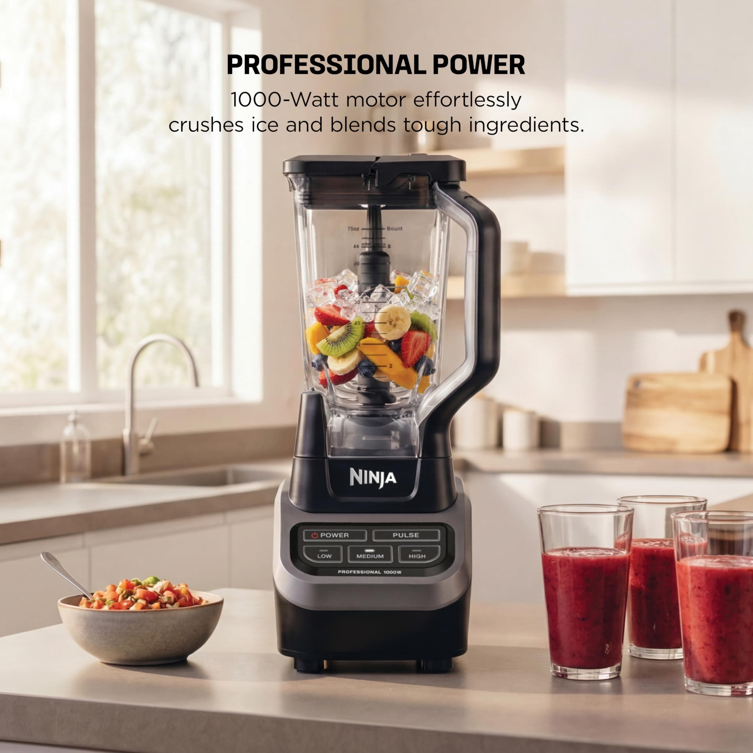 Ninja Professional Blender, 1000W, Total Crushing Tech, 72oz Pitcher, BL610, view 2