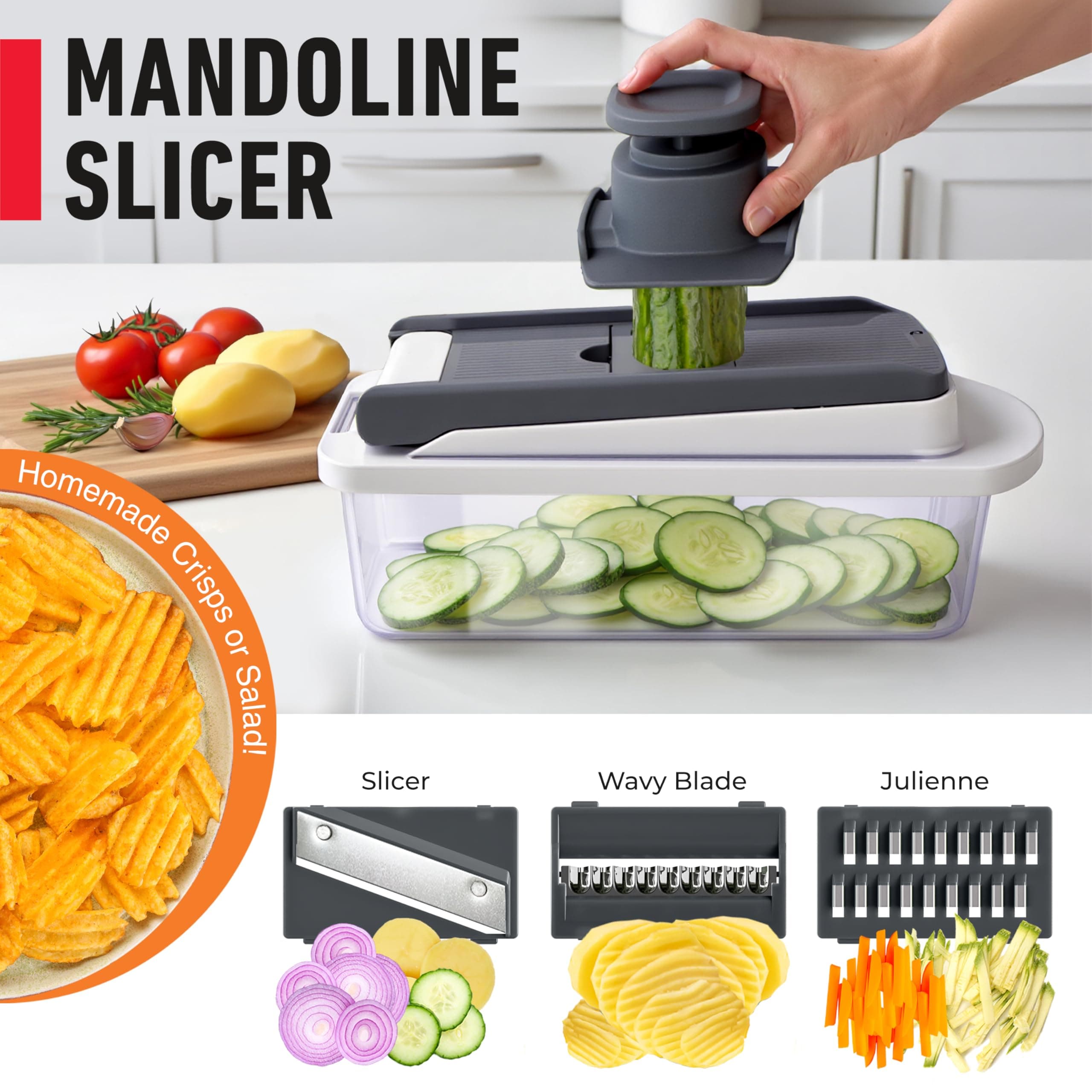 Mueller The Real Original Pro Vegetable Chopper & Mandoline Slicer, 10-in-1, view 6