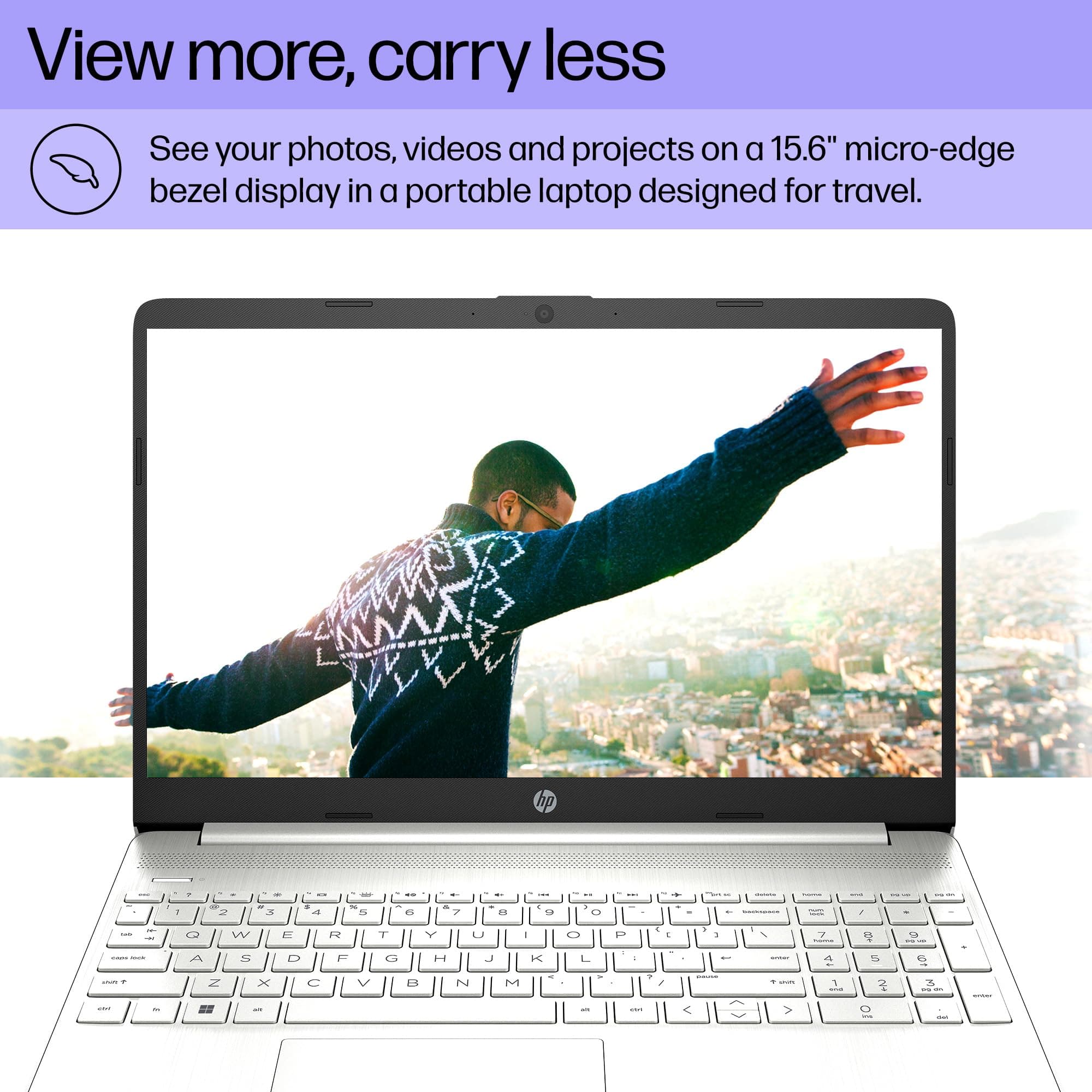HP 15 inch Laptop, HD Display, AMD Ryzen 5 5500U, 8 GB RAM, 256 GB SSD, AMD Radeon Graphics, Windows 11 Home, 15-ef2099nr (2023), view 3