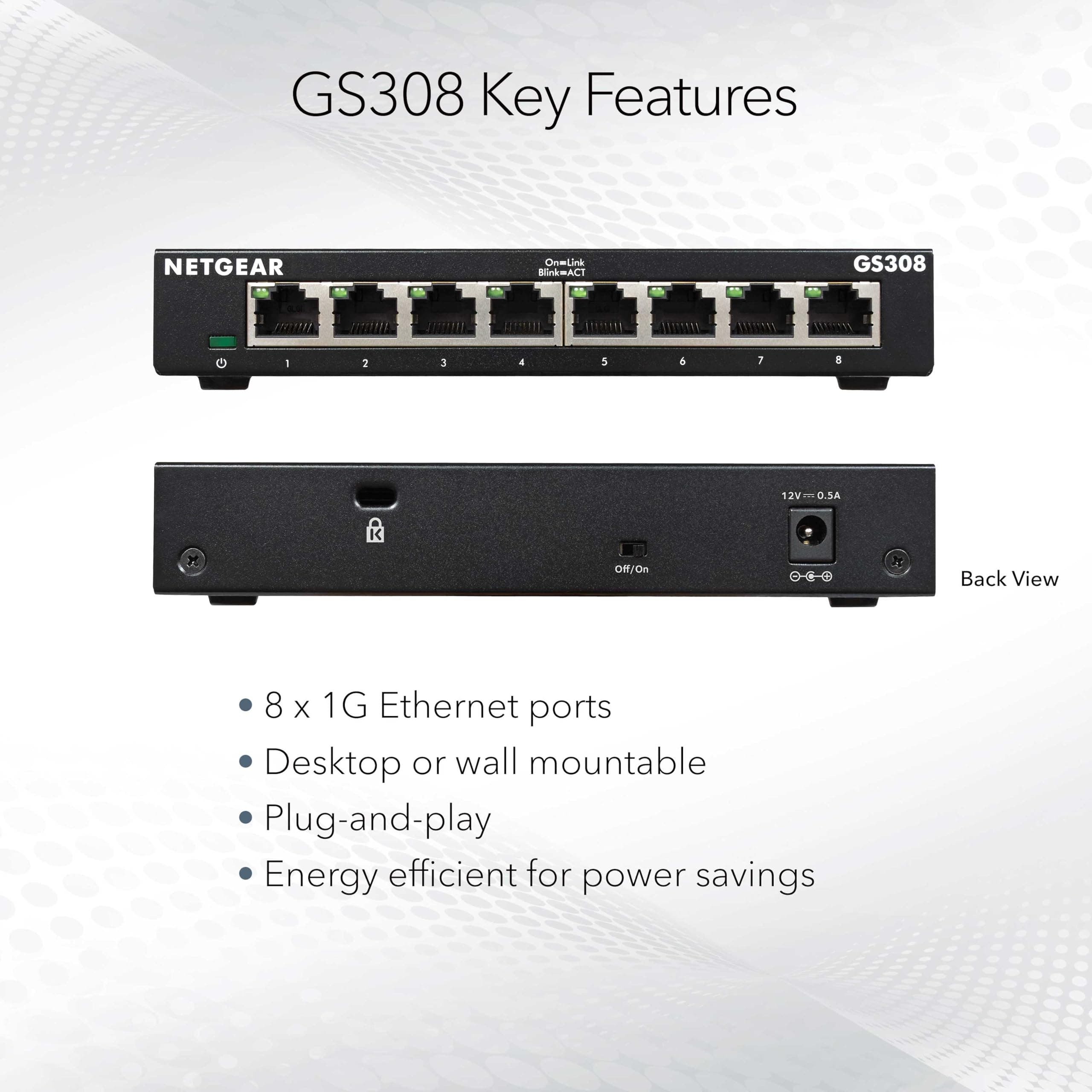 NETGEAR 8-Port Gigabit Ethernet Unmanaged Network Switch (GS308), view 5