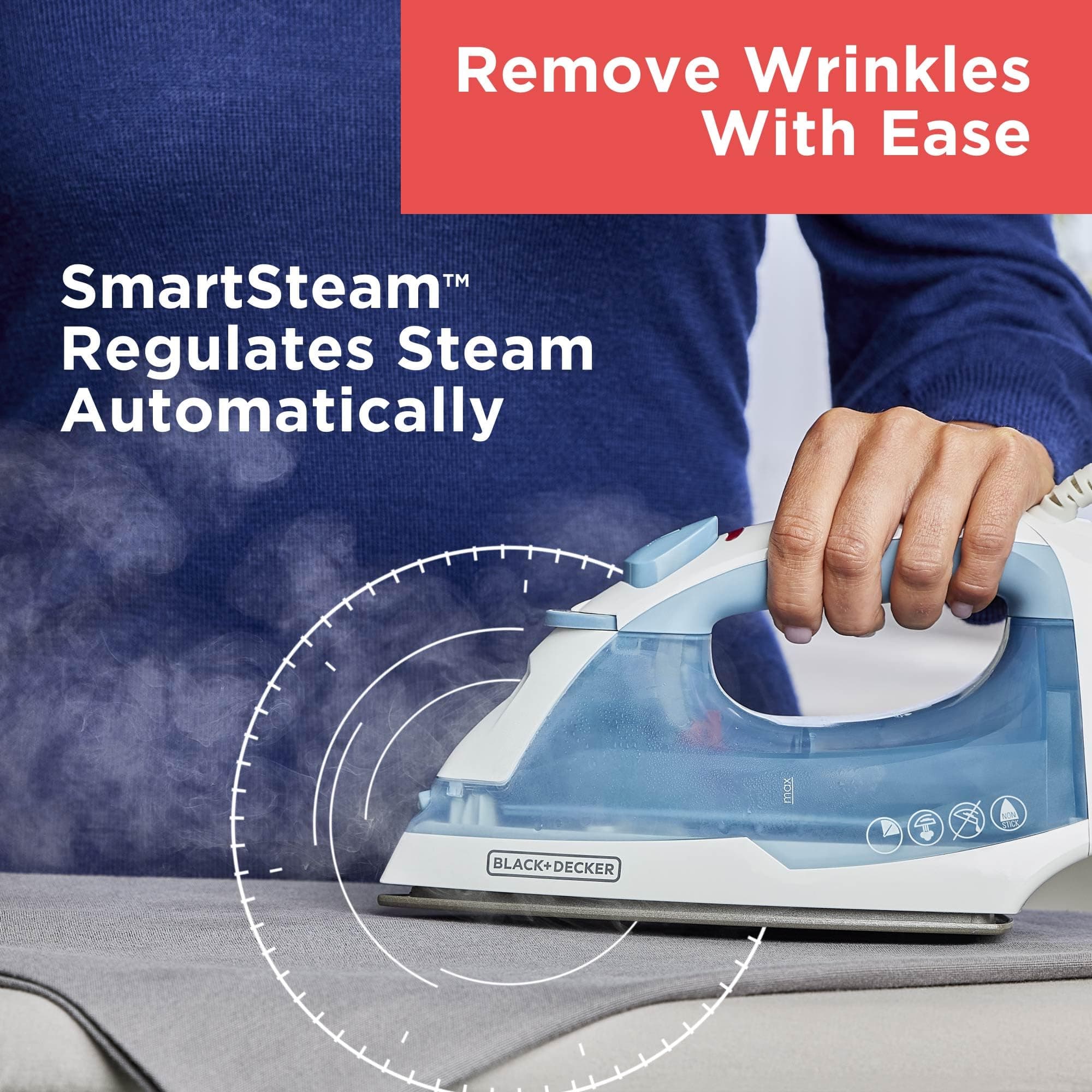 BLACK+DECKER Steam Iron for Clothes with Auto Shutoff & TrueGlide Soleplate, view 6
