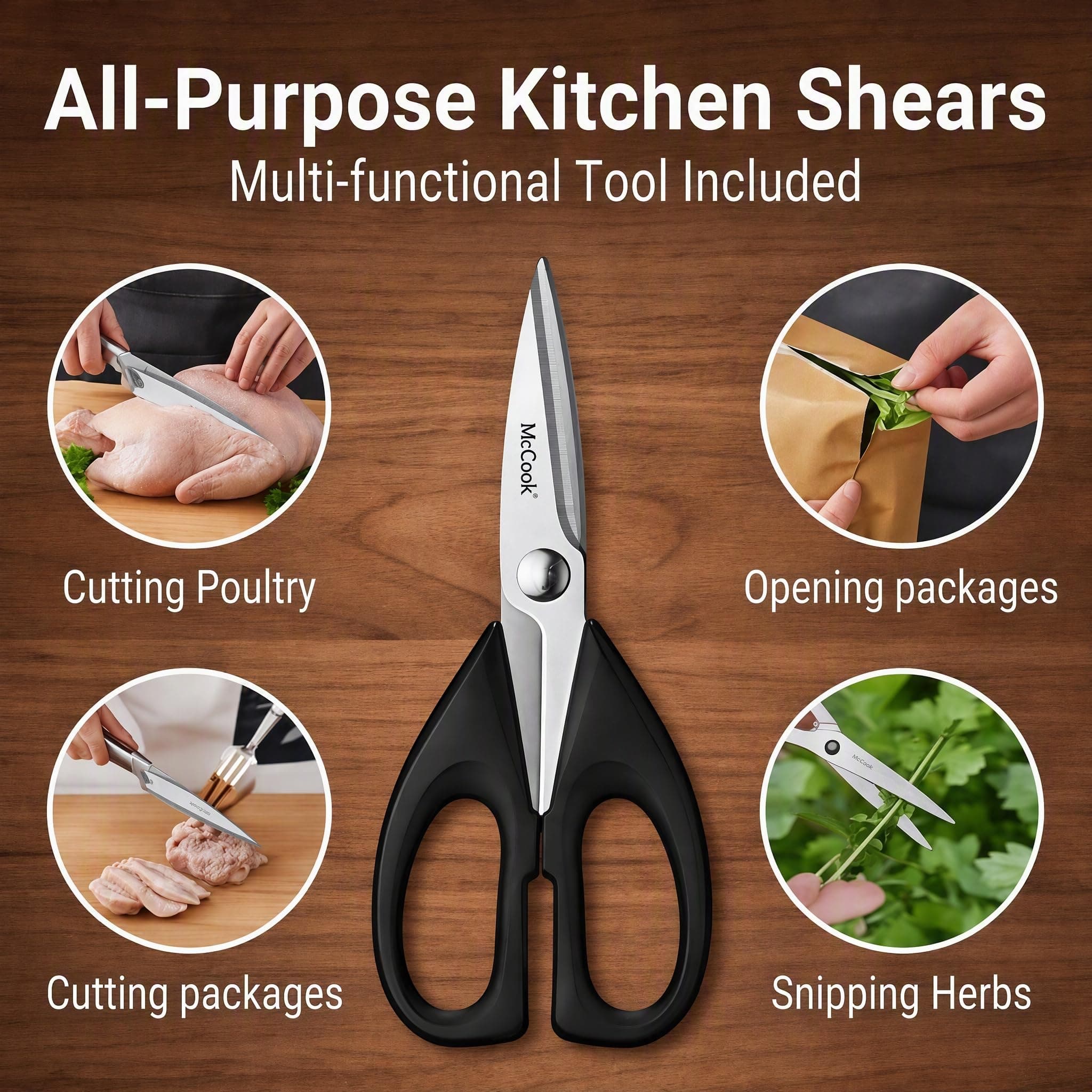 McCook Kitchen Knife Set 15PC Knife Block Set w Built-in Sharpener, view 8