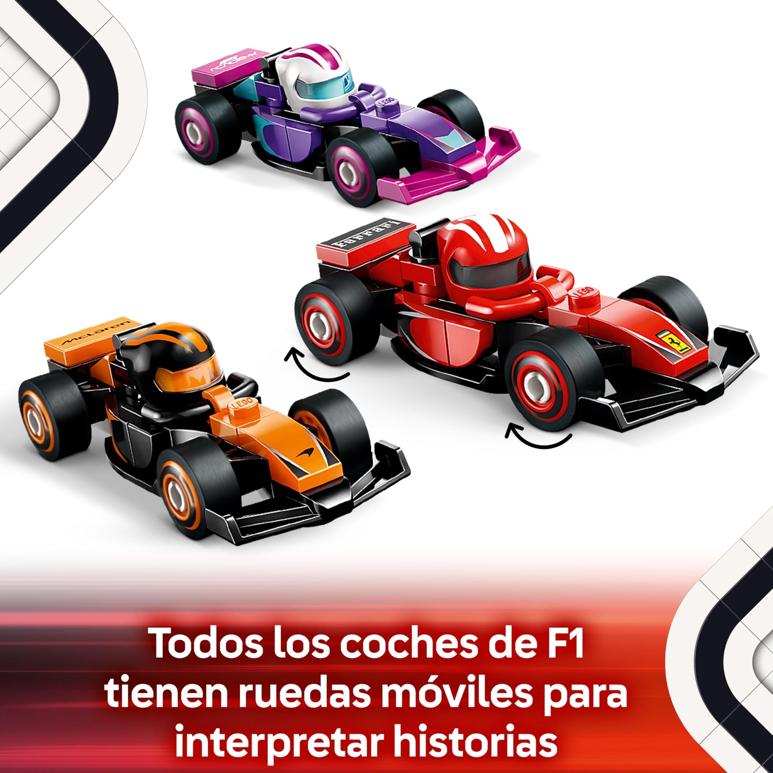LEGO Coches de F1 Coleccionables de Juguete, 1 de 12 Miniaturas de Maqueta de Coche, Escuderías de Fórmula 1: Ferrari, Mercedes, McLaren, Red Bull, Caja Sorpresa para Niños y Niñas de 6+ Años 71049, view 5