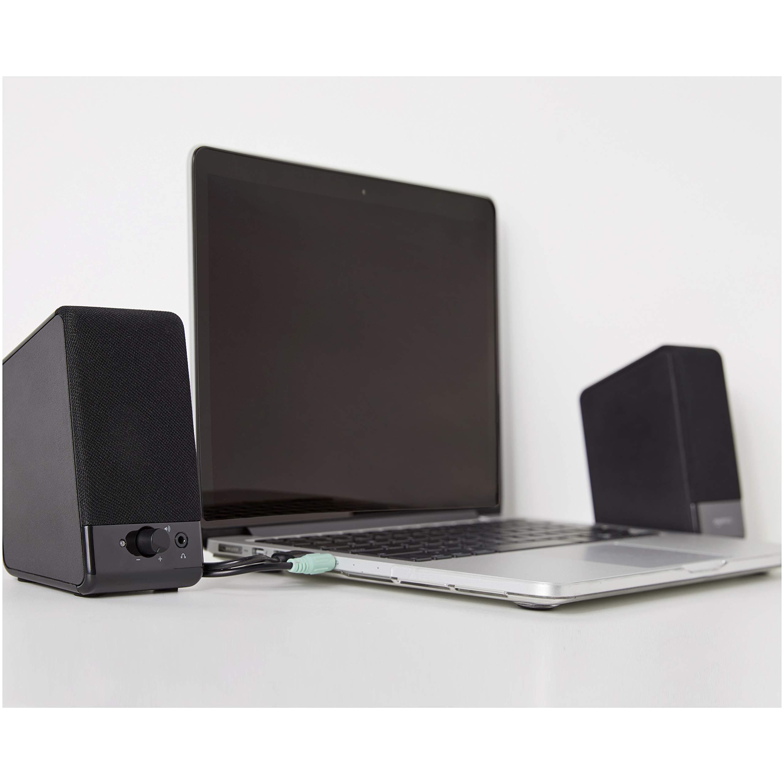 Amazon Basics USB-Powered Computer Speakers with Volume Control for Desktop or Laptop PC, Compact Size, Headphone Jack, Portable, Plug-N-Play, Black, view 8