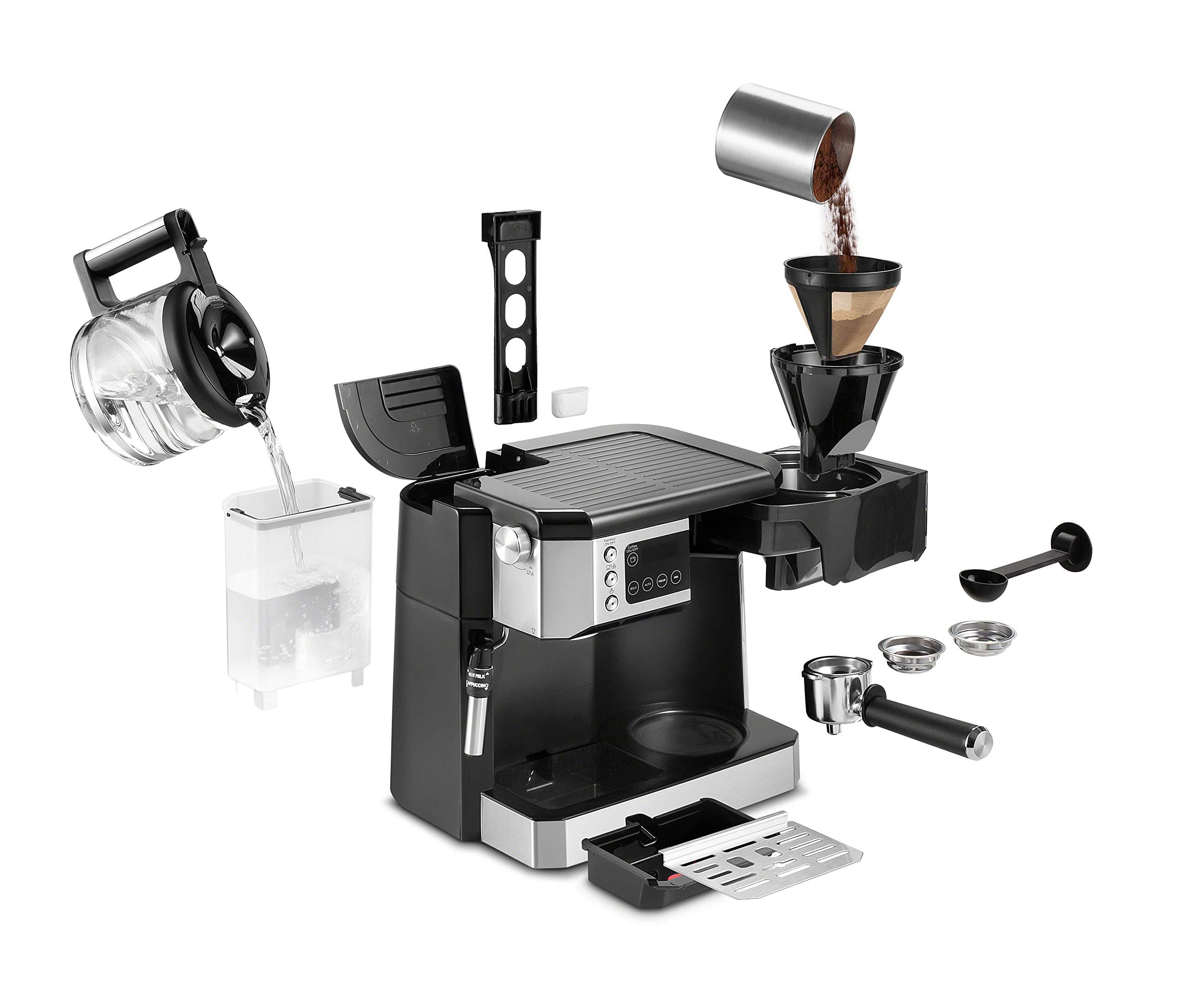 De'Longhi All-in-One Espresso & Coffee Maker, 10-Cup Pot, Milk Frother, view 6