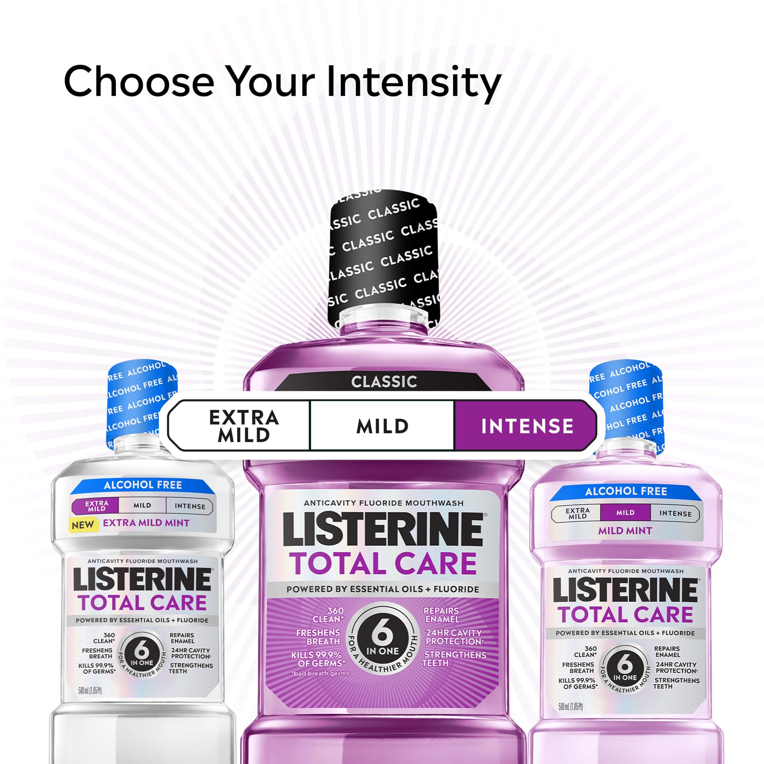 Listerine Total Care Anticavity Mouthwash, Intense Mint, 33.8 fl. oz/1L x 2, view 5
