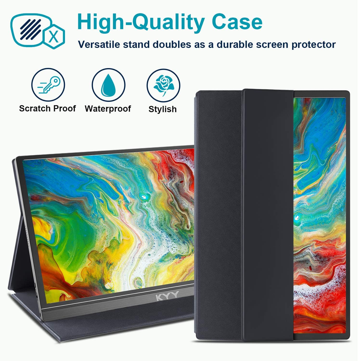 KYY Portable Monitor 15.6" 1080P Computer Monitor Screen Extender w/Cover, view 4