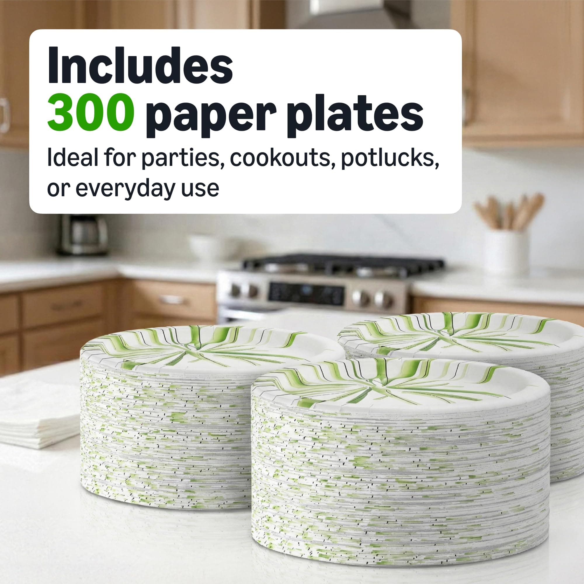 Amazon Basics Everyday Paper Plates, 8.62 Inch, Disposable, 300 Count, Packaging May Vary, view 5
