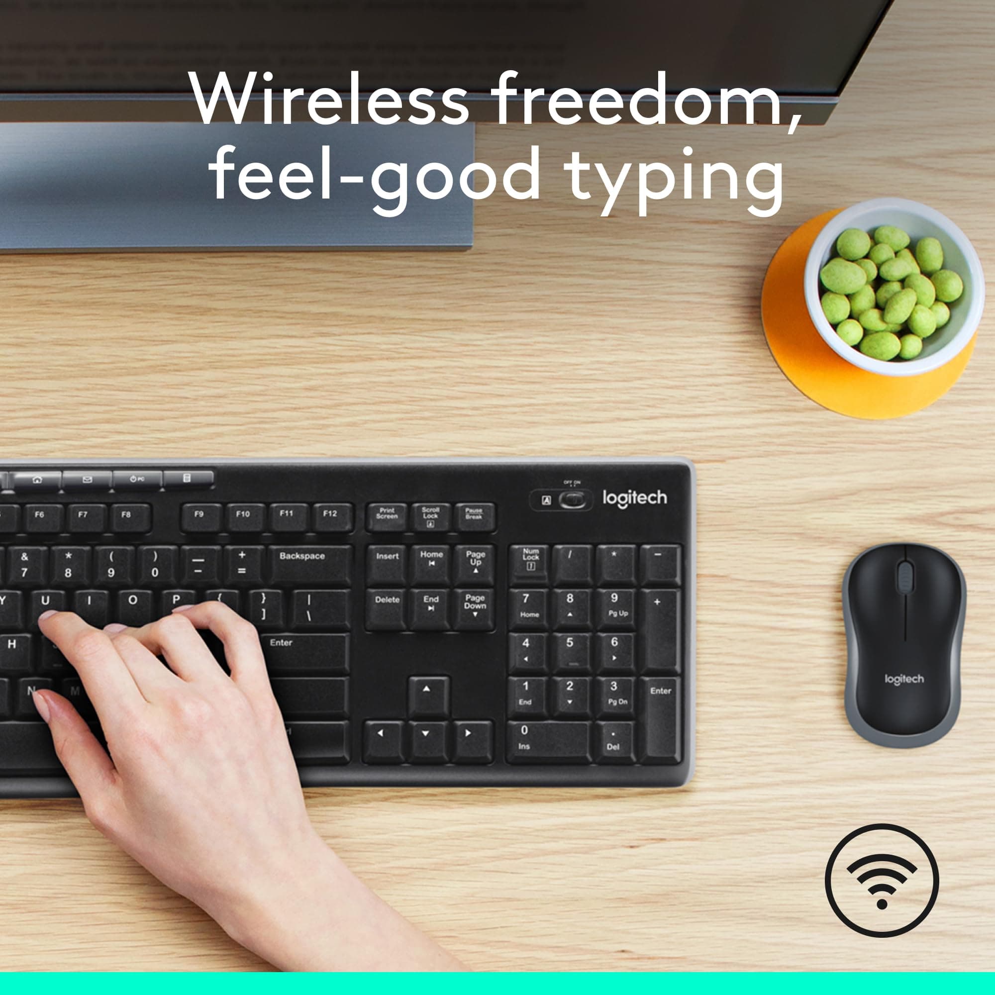 Logitech MK270 Full Size Wireless Keyboard and Mouse Combo - Black, view 2
