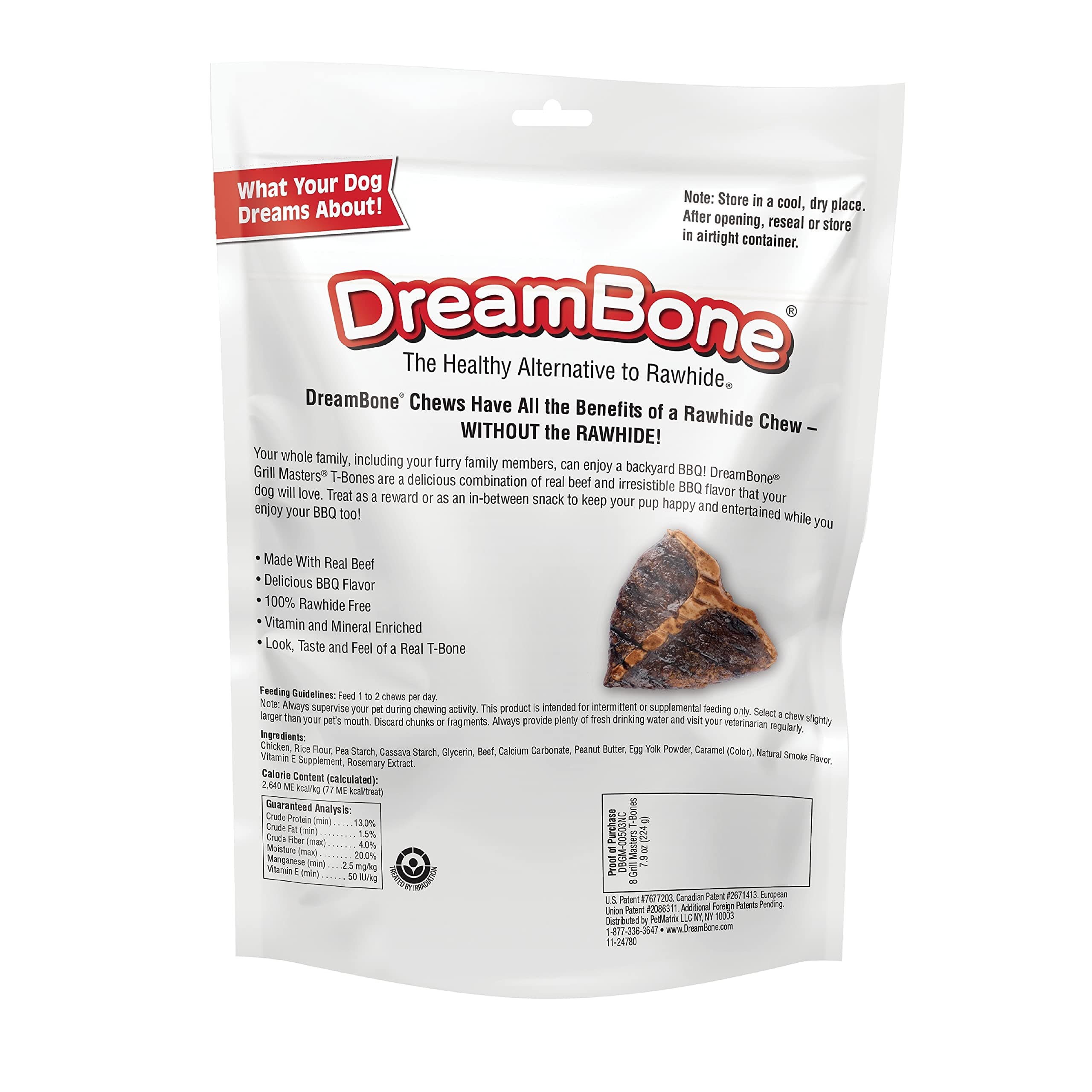DreamBone Grill Masters T-Bones Rawhide-Free Dog Treats, 8 Count, view 2