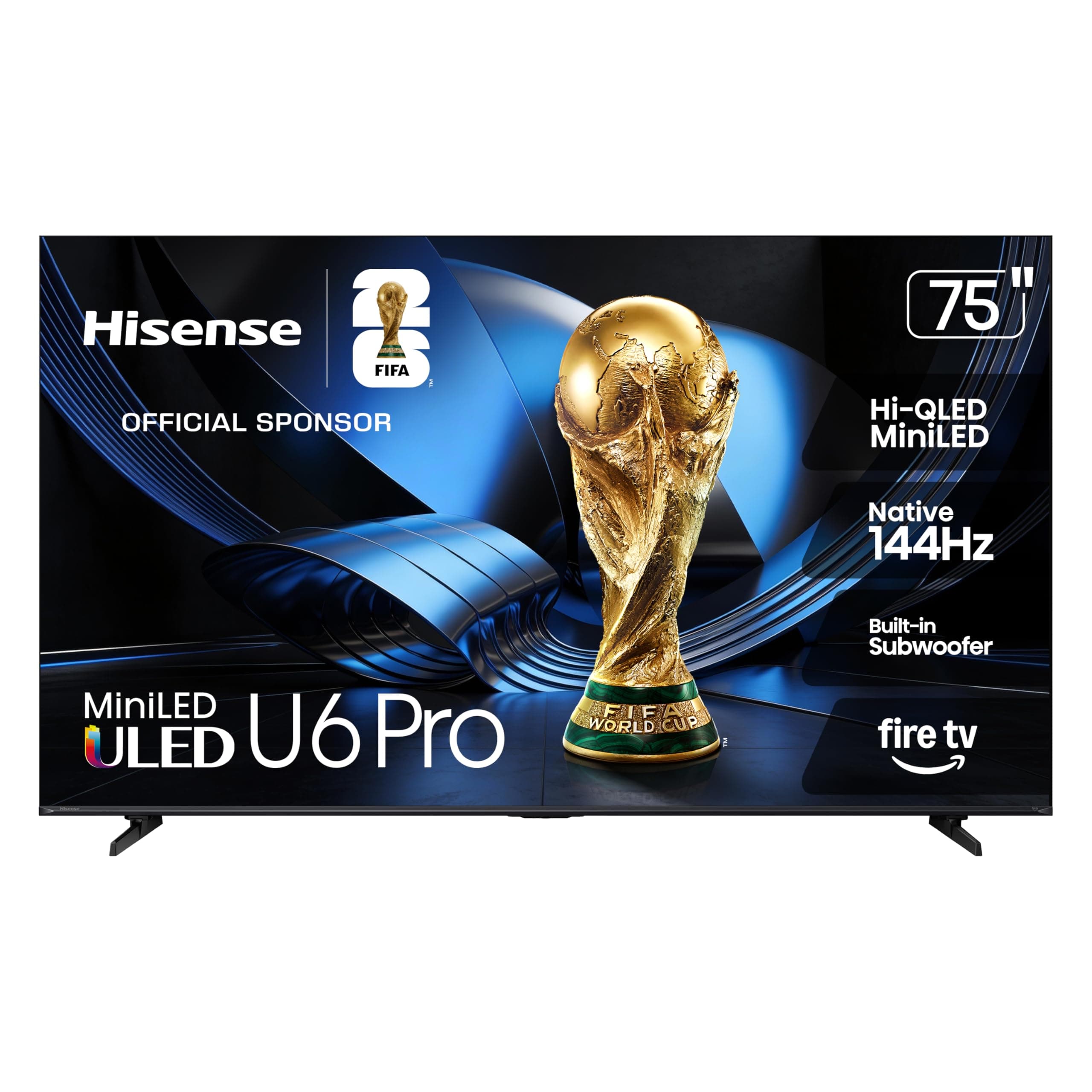 Hisense 75" U6 Pro Series Mini‑LED ULED 4K UHD HDR Gaming AI Smart Fire TV (75U6SF Pro, 2026 New) – Hi-QLED, Native 144Hz, Motion Rate 480, Dolby Vision IQ · Atmos, HDR10+, Glare-Free, Alexa+