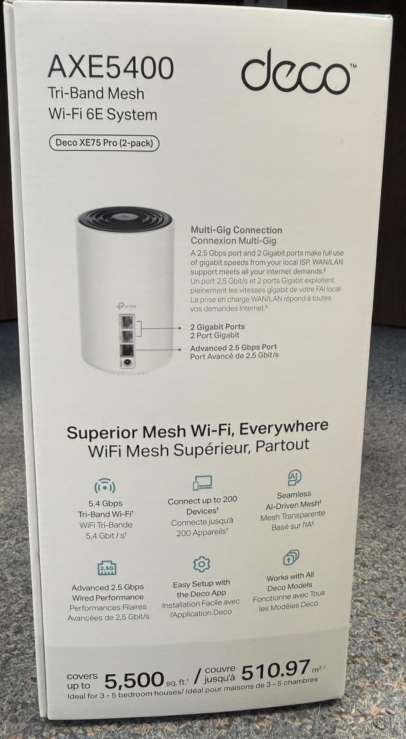 TP-Link Deco XE75 Pro AXE5400 Tri-Band WiFi 6E Mesh System (2-Pack), view 12