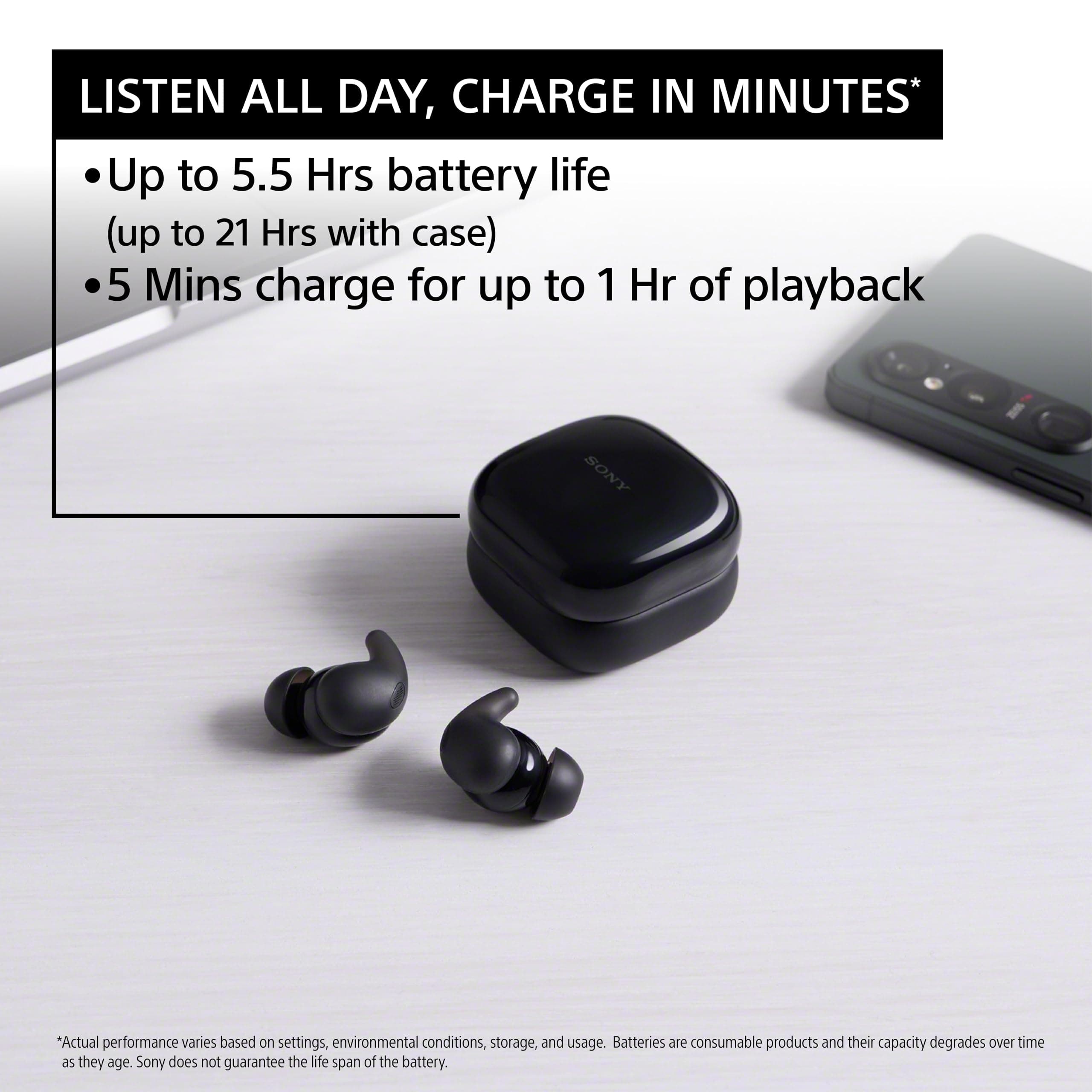 Sony LinkBuds Fit Truly Wireless Noise Cancelling Earbud Headphones, Black, view 8